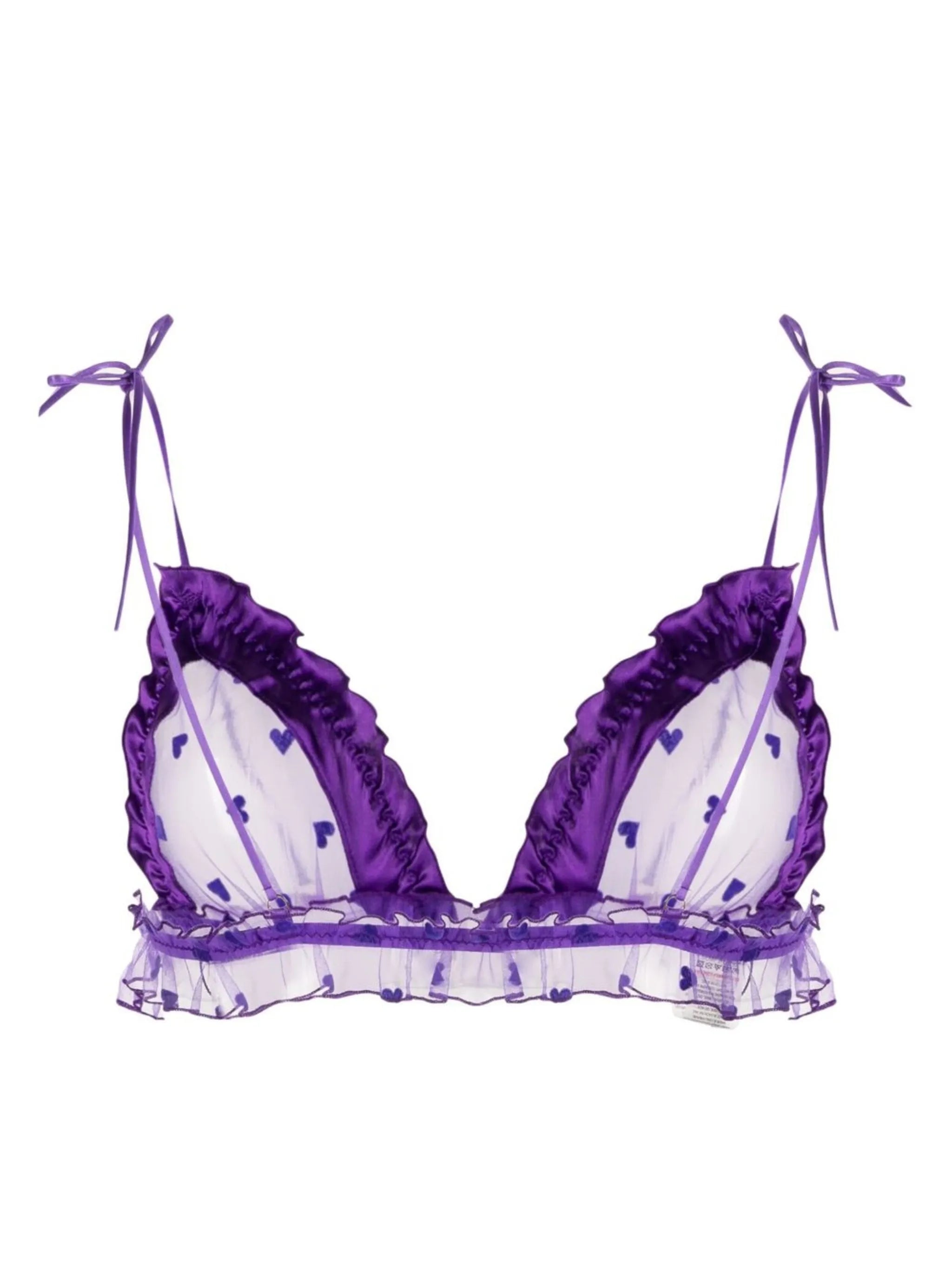 heart-print sheer bra