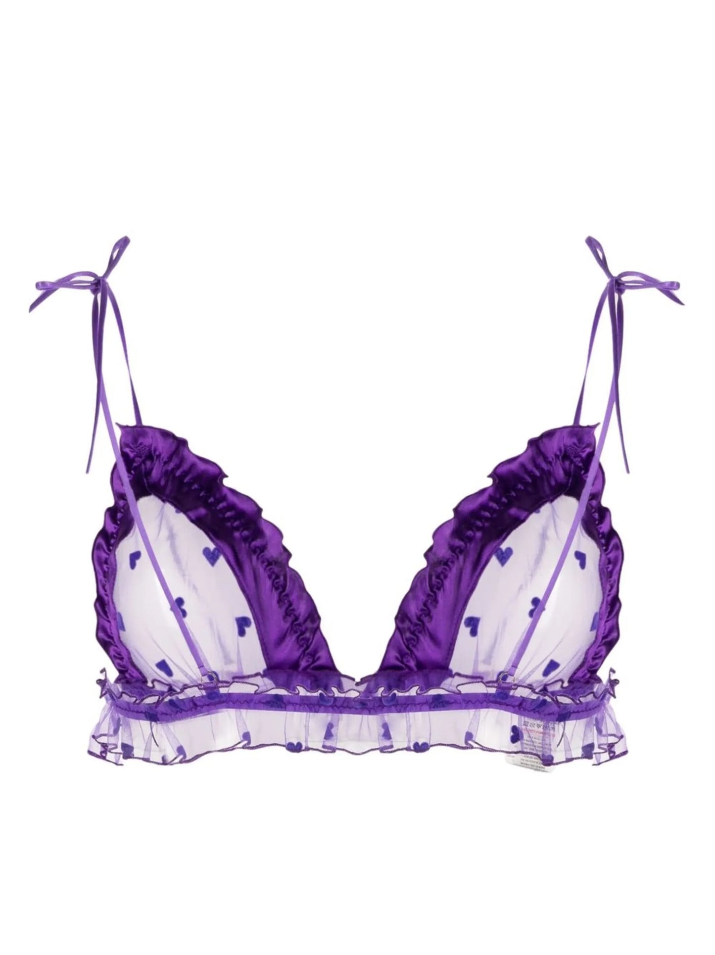 heart-print sheer bra