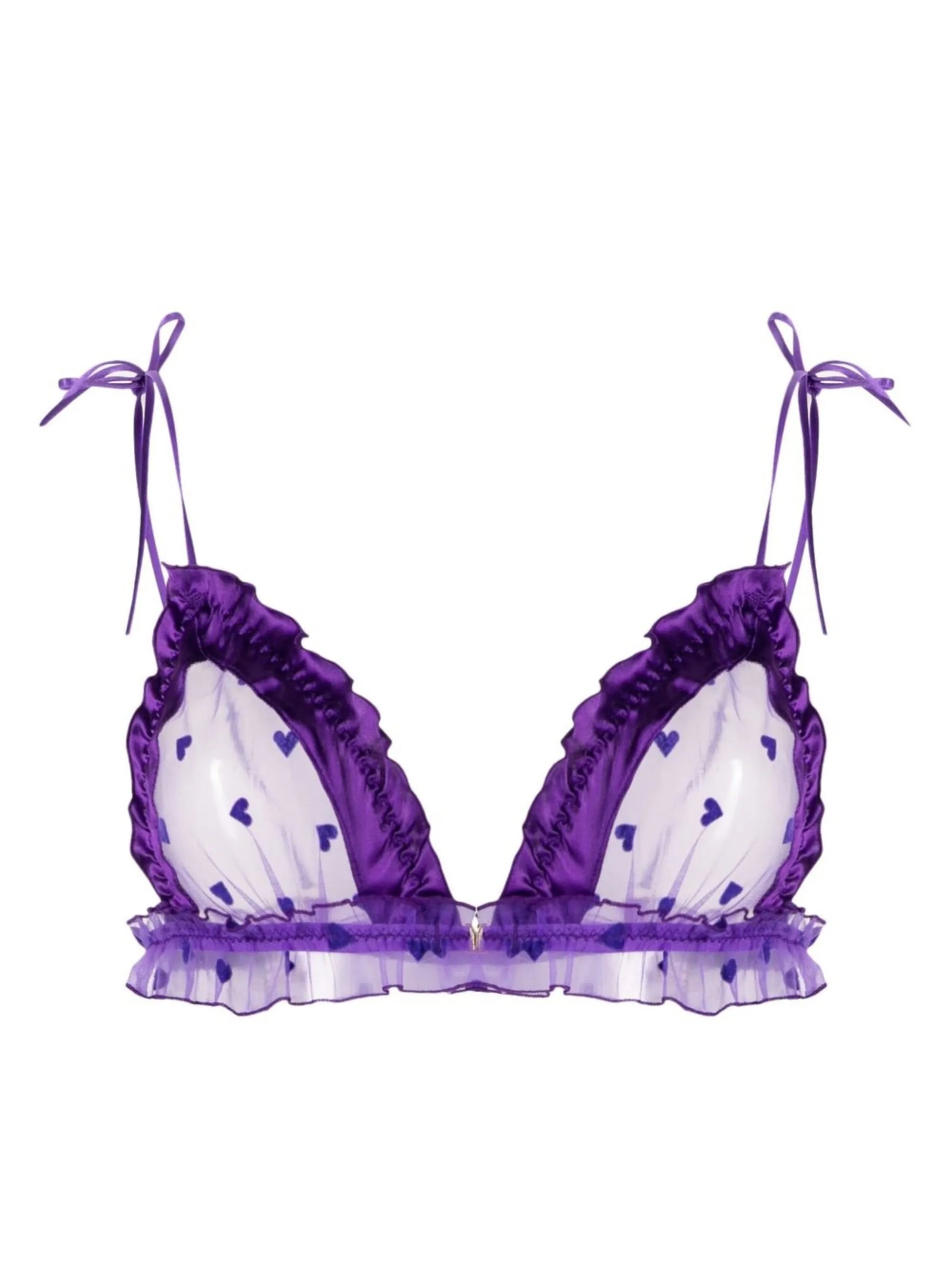heart-print sheer bra