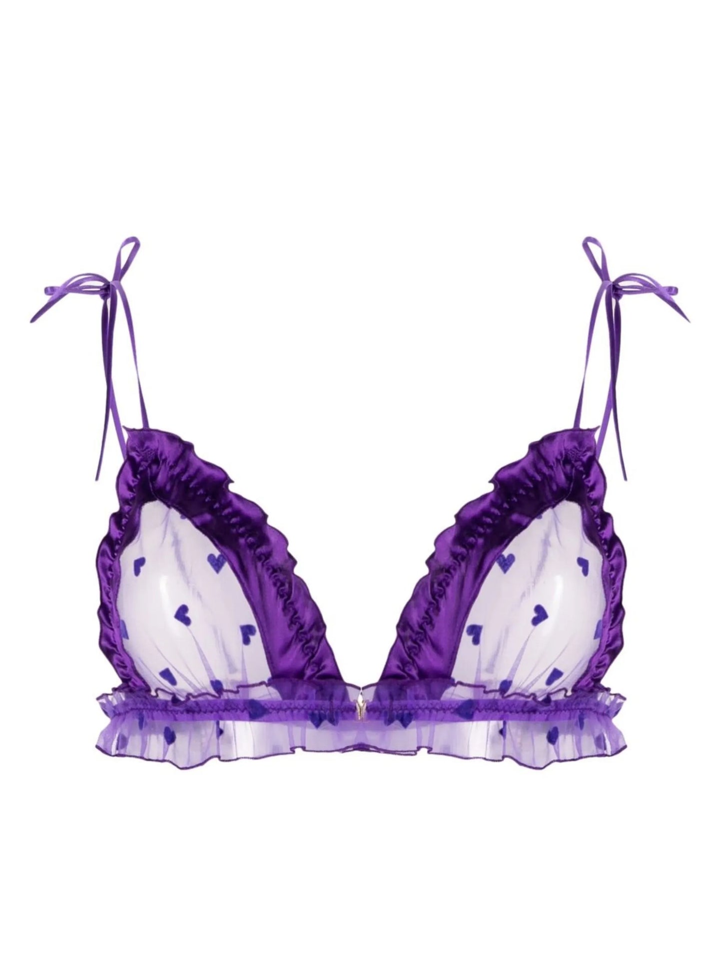 heart-print sheer bra