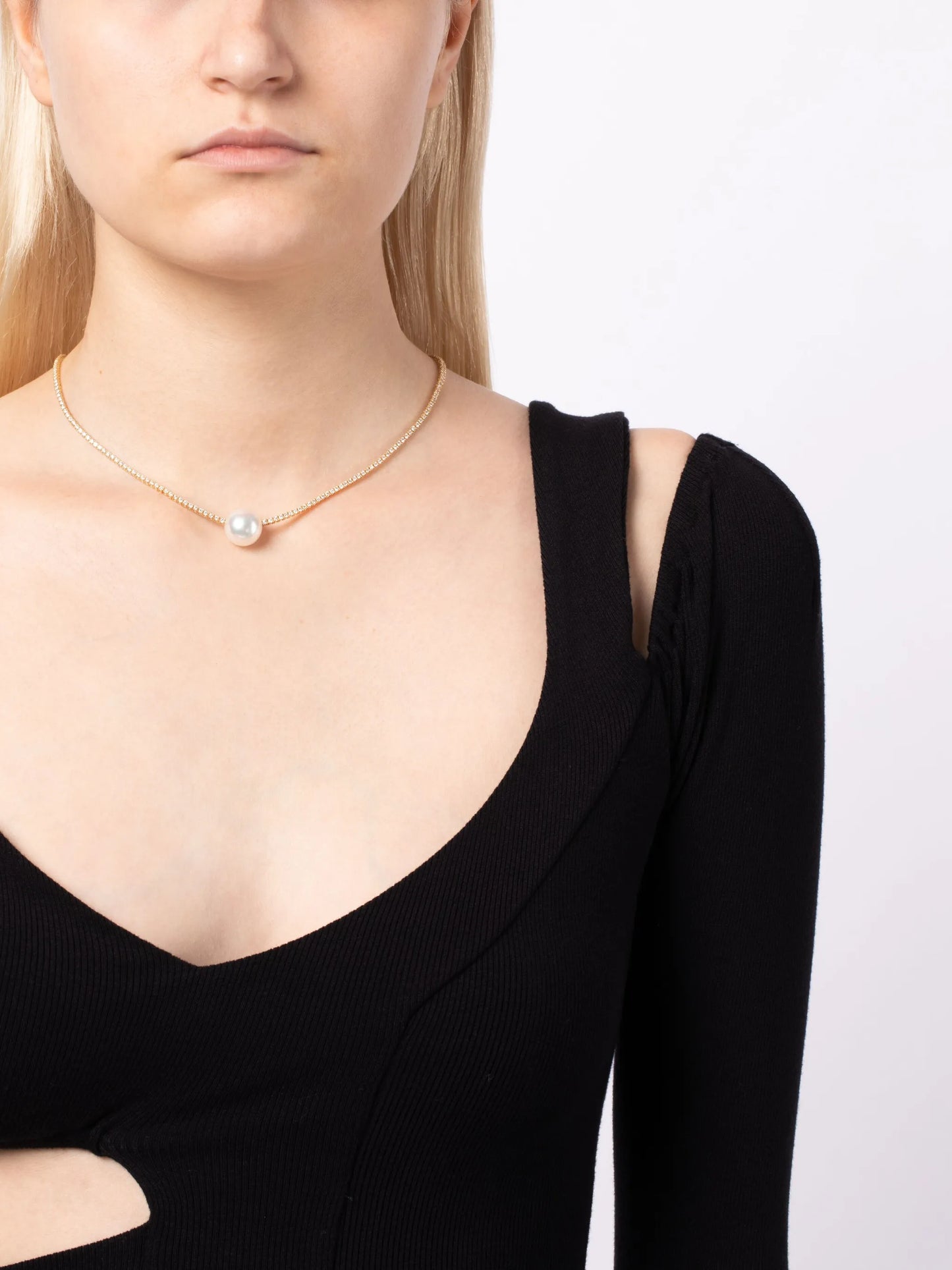 18kt yellow gold pearl and diamond necklace