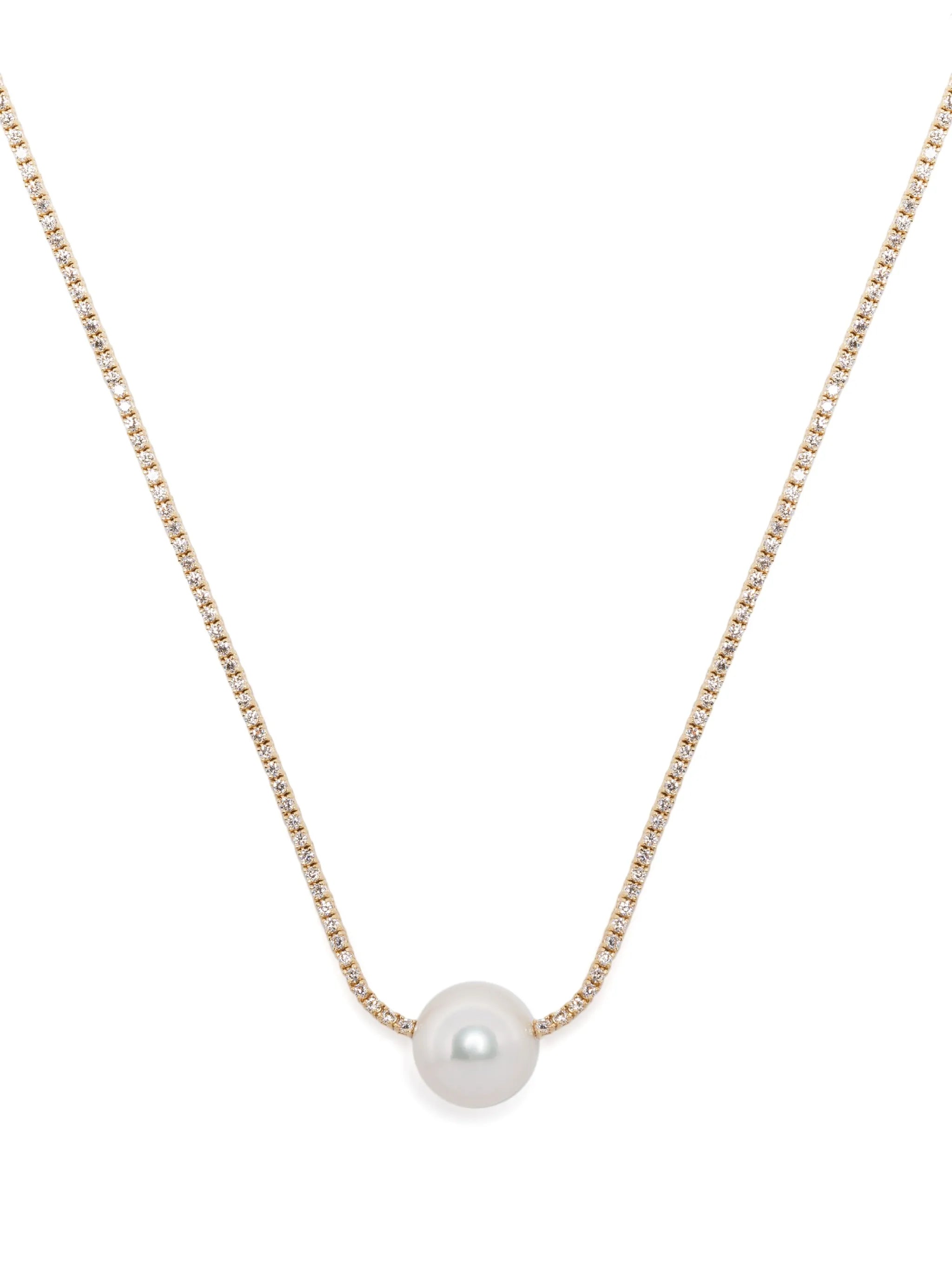 18kt yellow gold pearl and diamond necklace