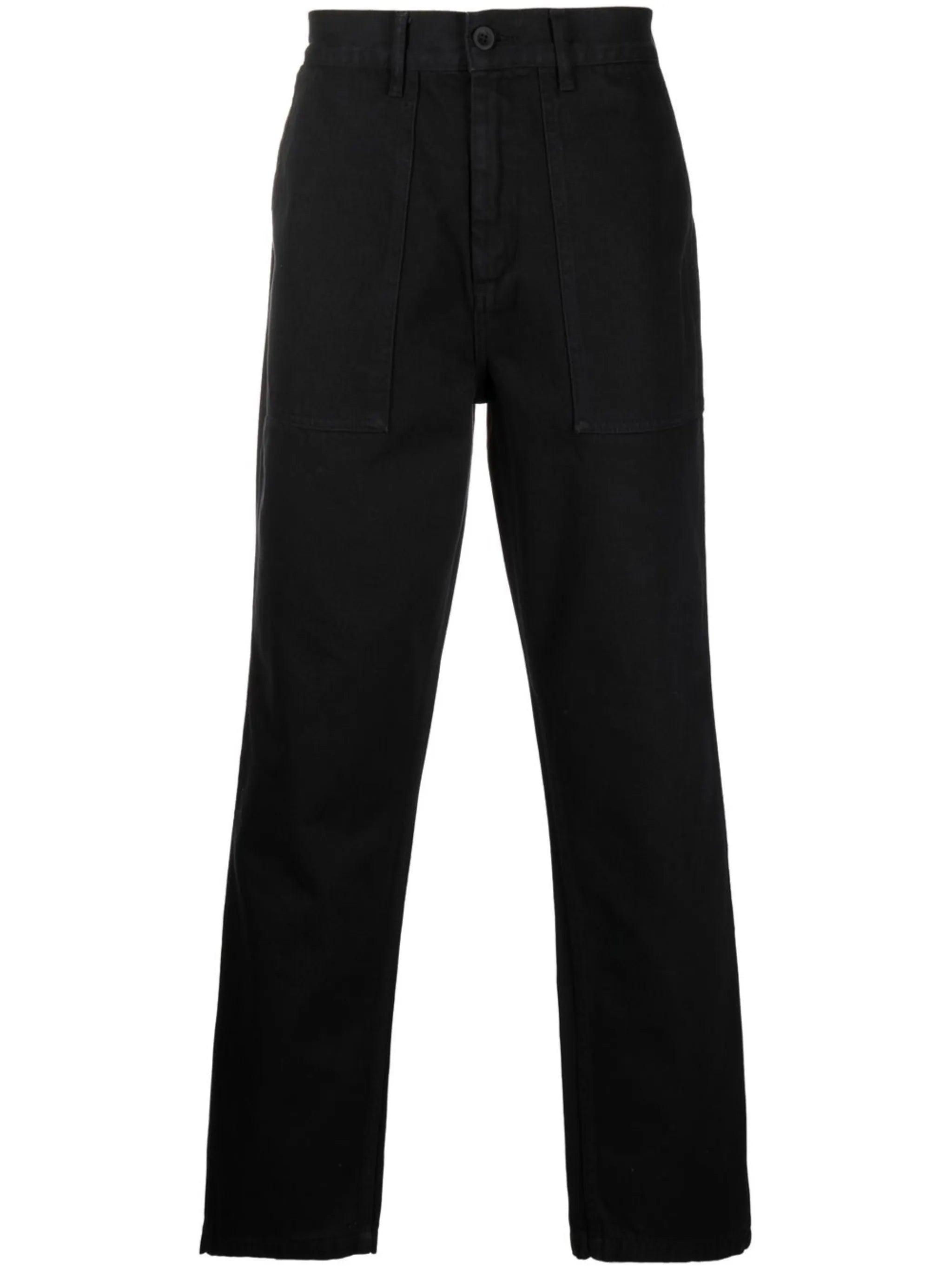 straight-leg rear logo-patch trousers