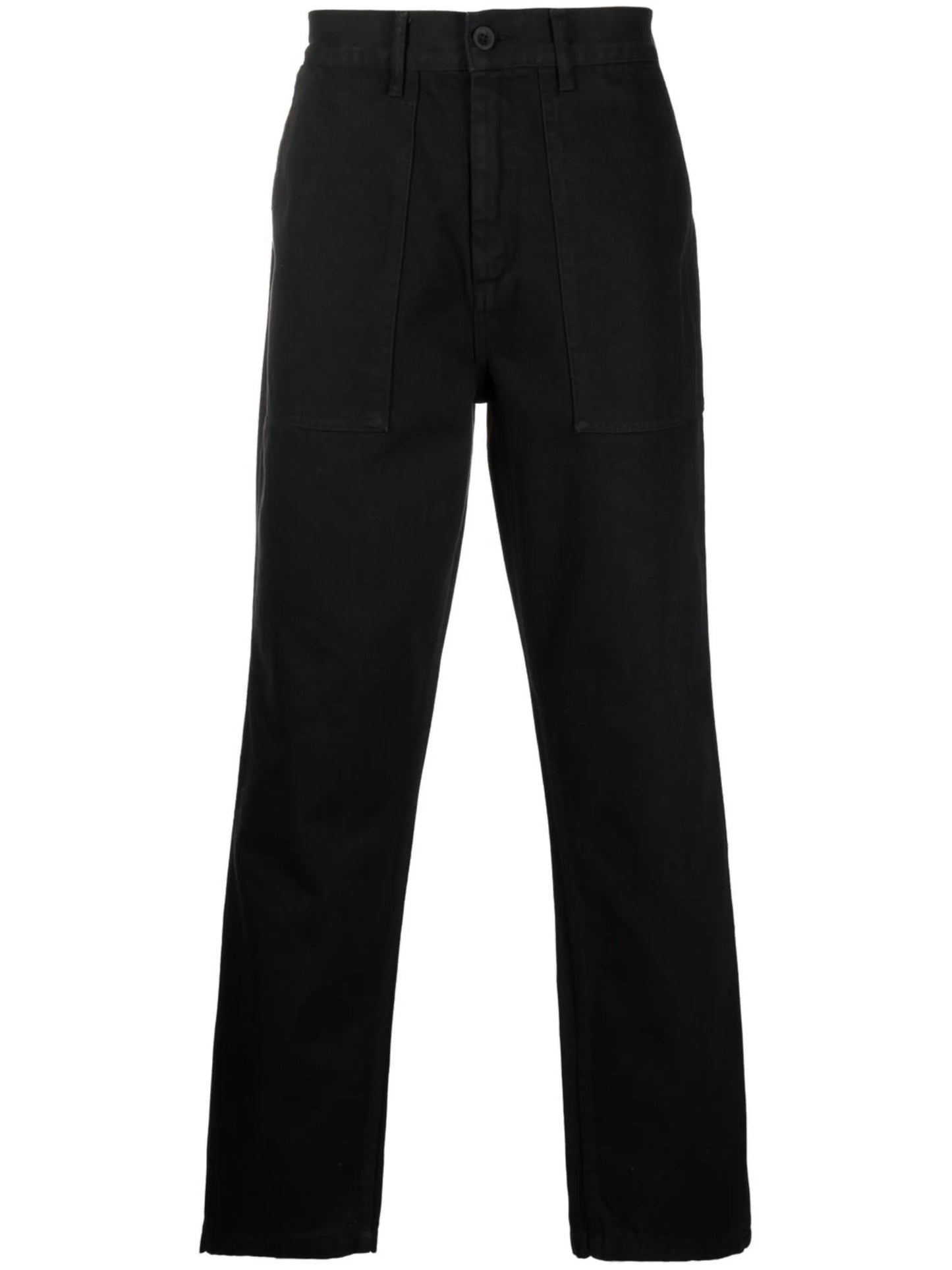 straight-leg rear logo-patch trousers