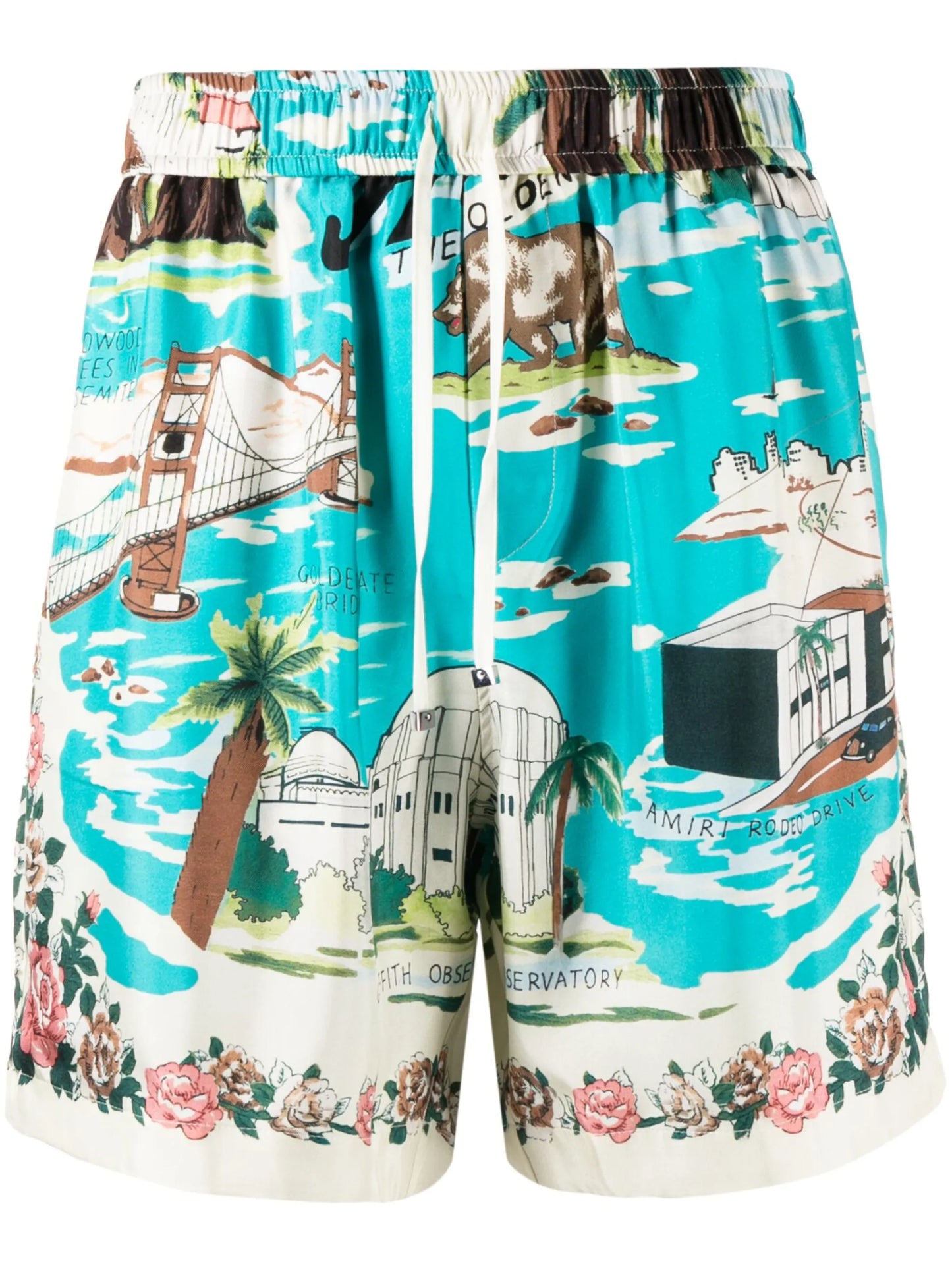 graphic-print silk shorts