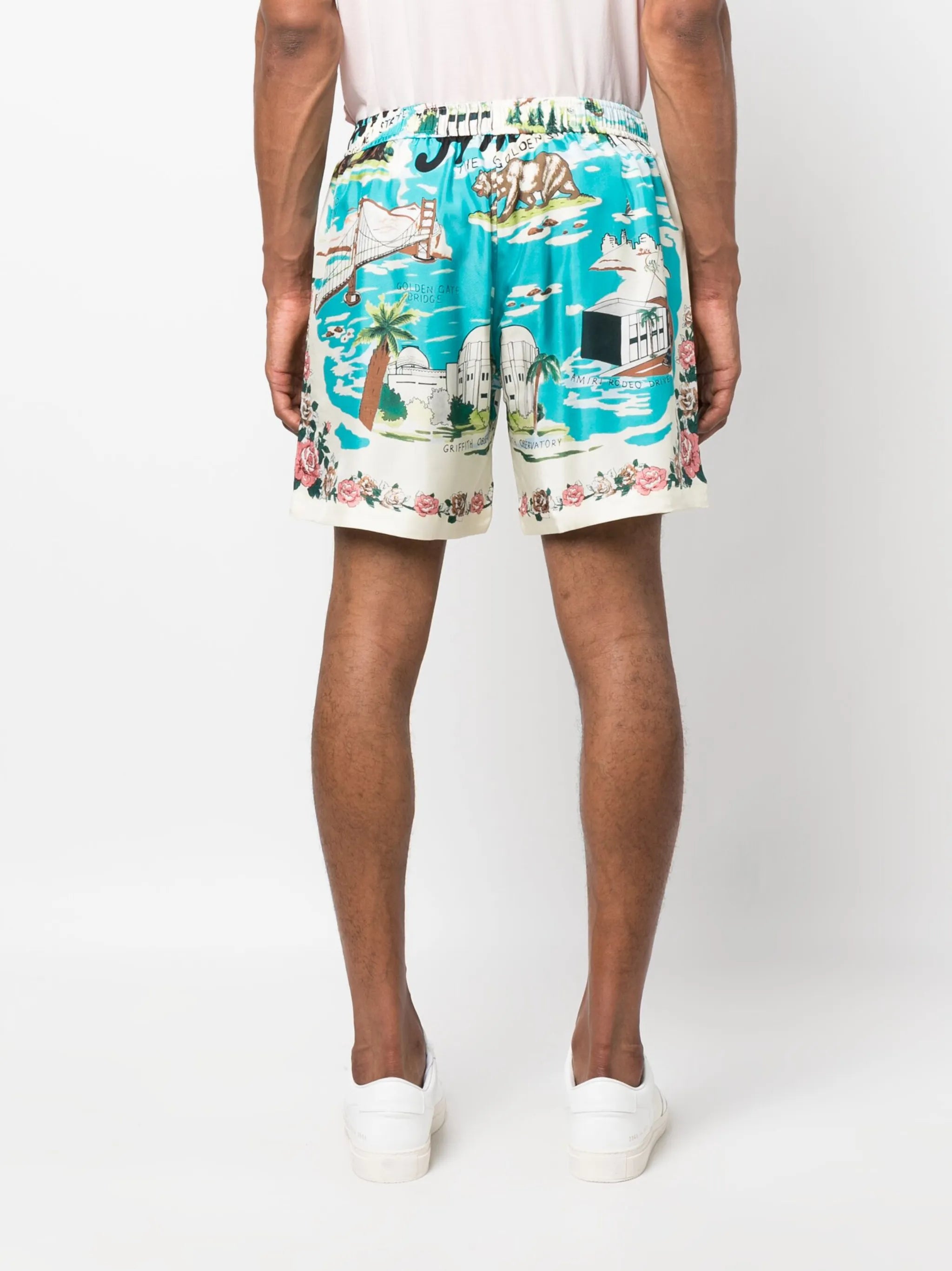 graphic-print silk shorts