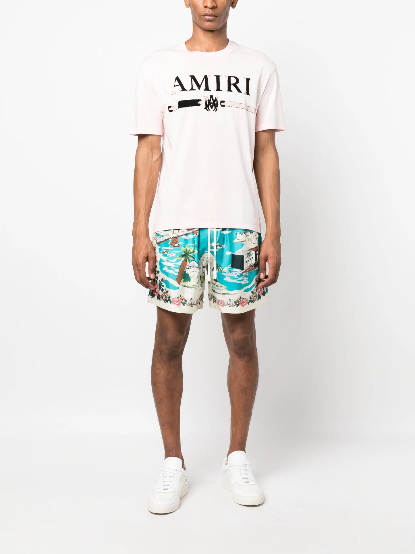 graphic-print silk shorts