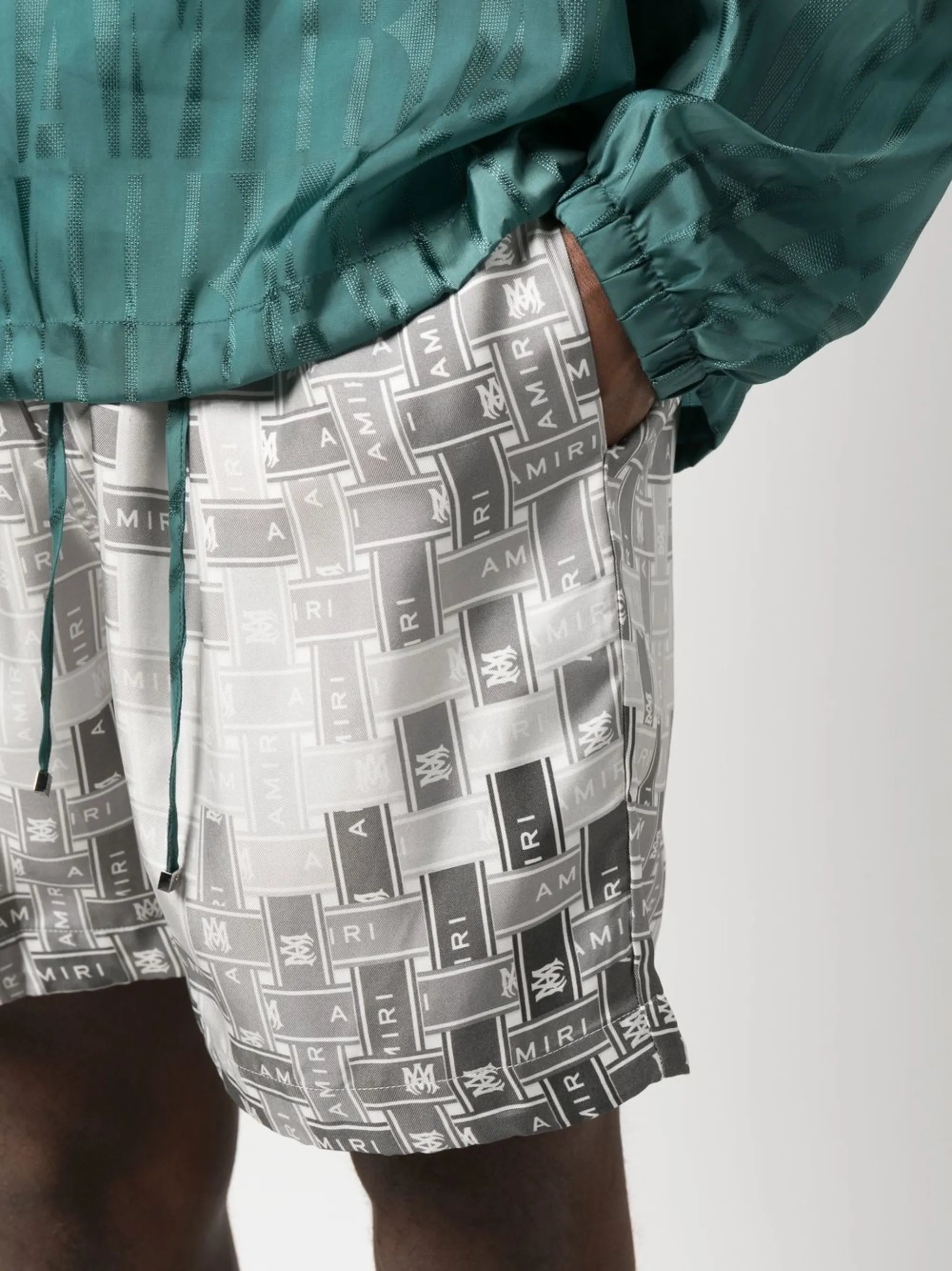 pattern-logo-printed silk shorts
