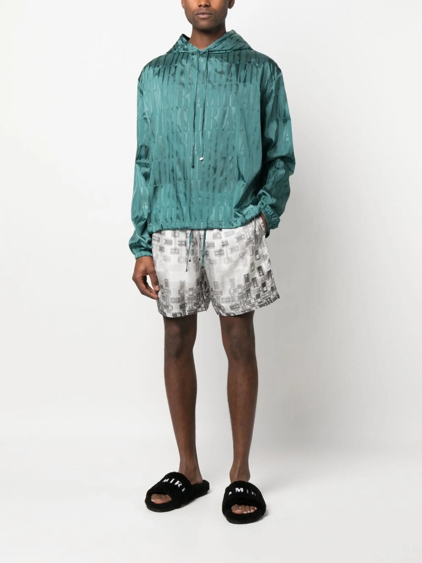 pattern-logo-printed silk shorts