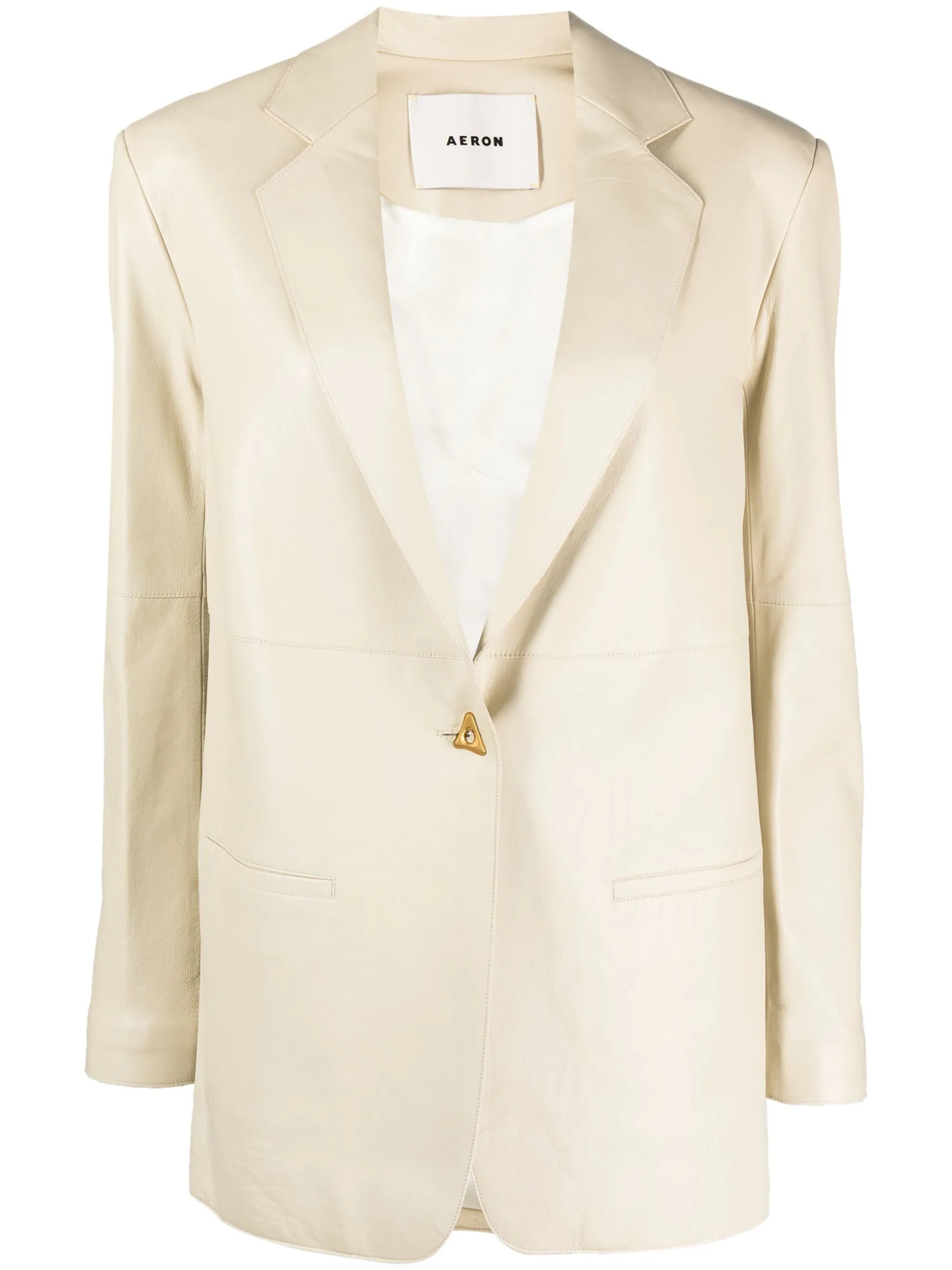 single-breasted leather blazer