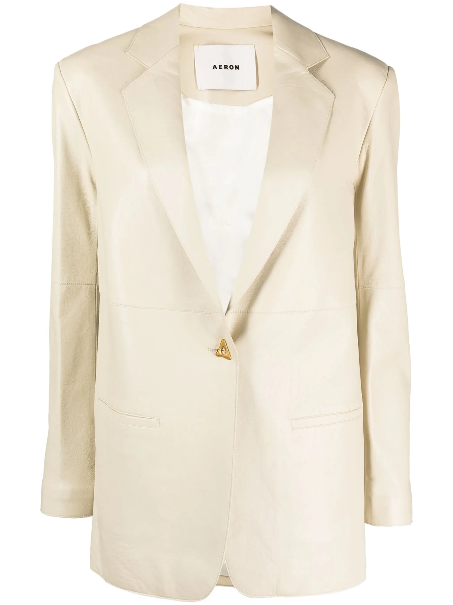 single-breasted leather blazer