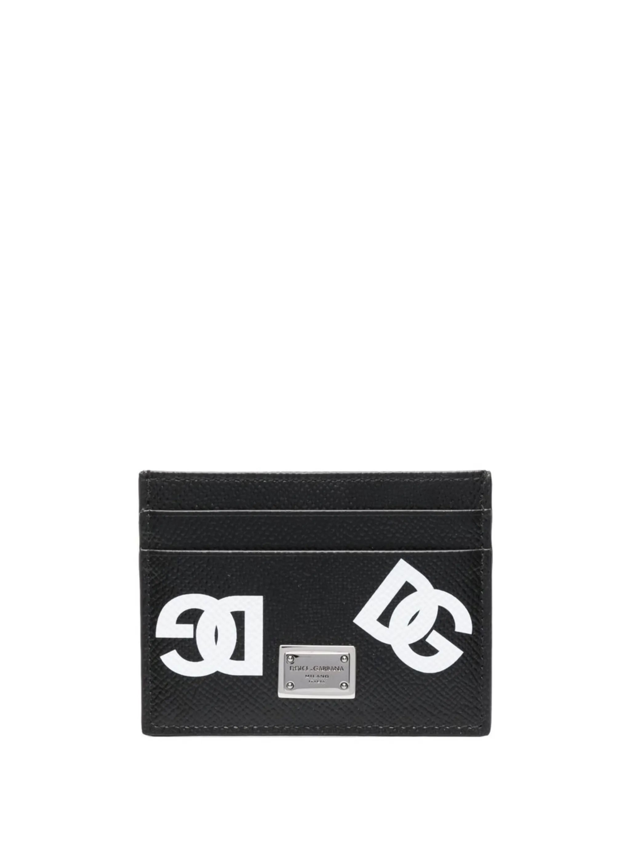 logo print leather cardholder