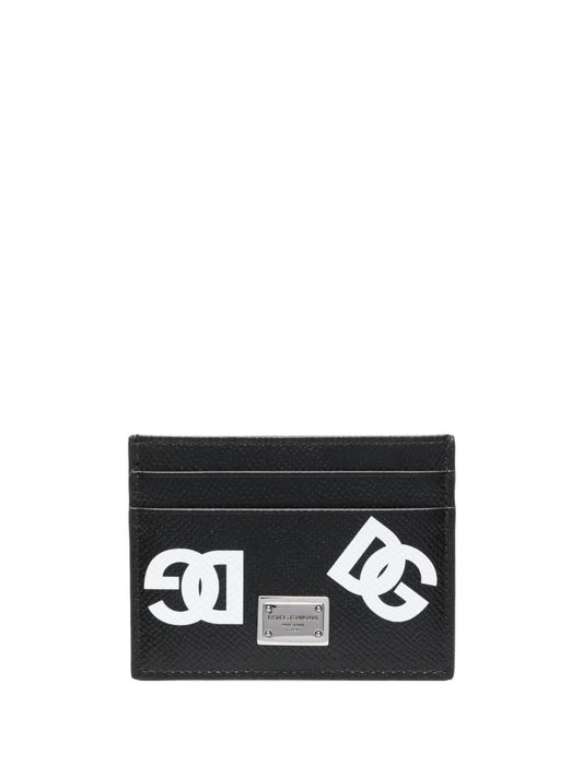 logo print leather cardholder