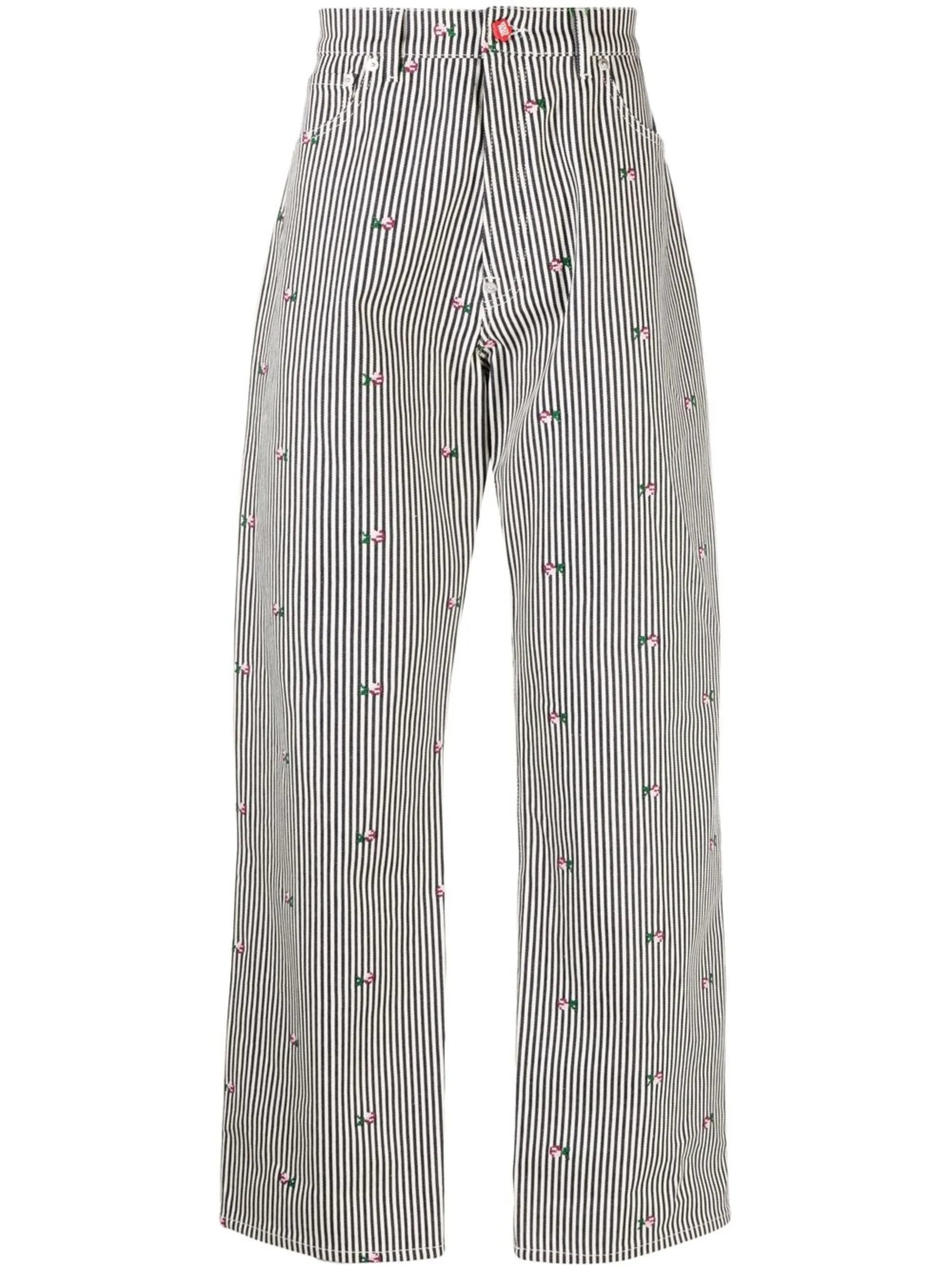 floral-print straight-leg jeans