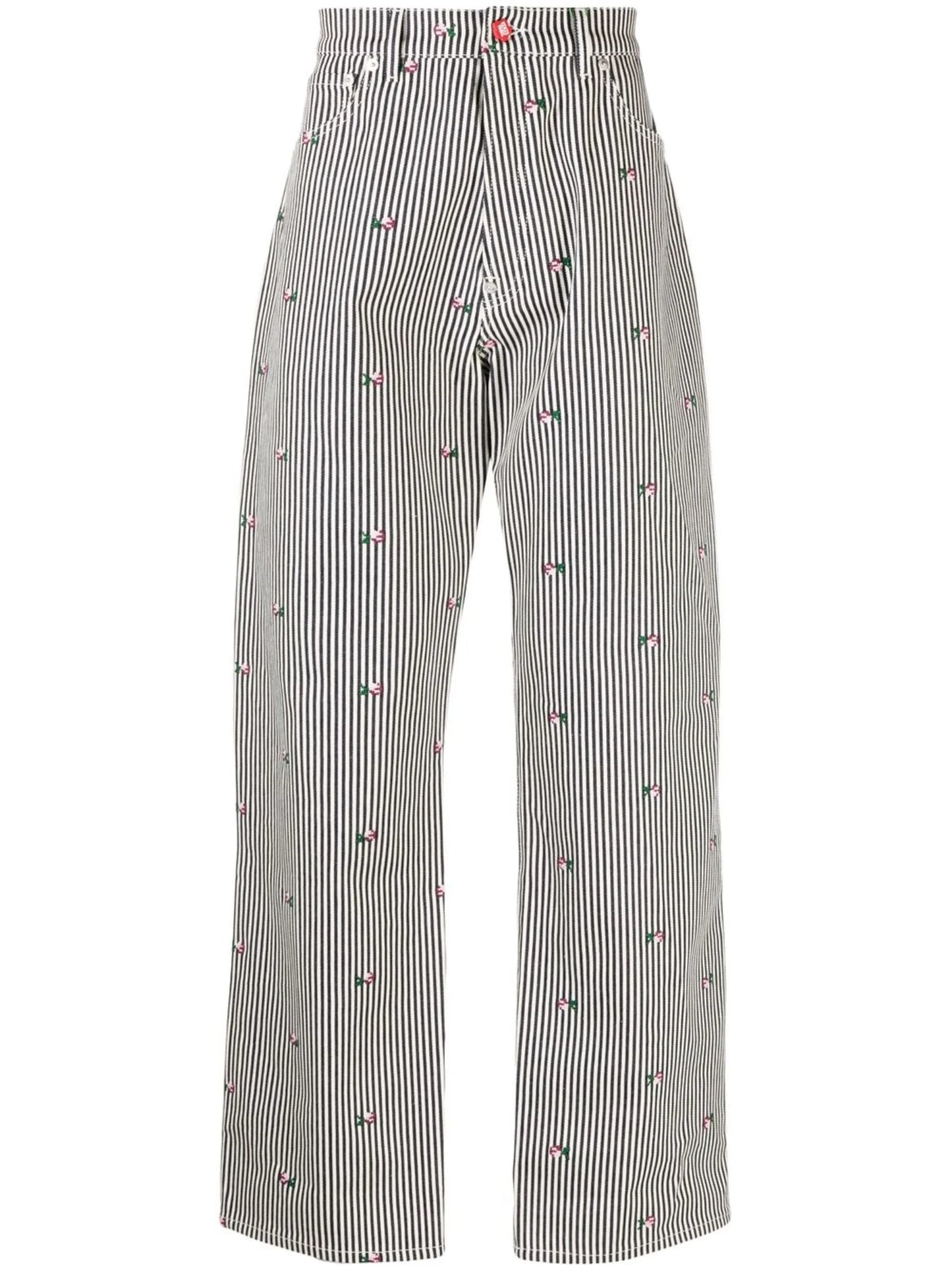floral-print straight-leg jeans