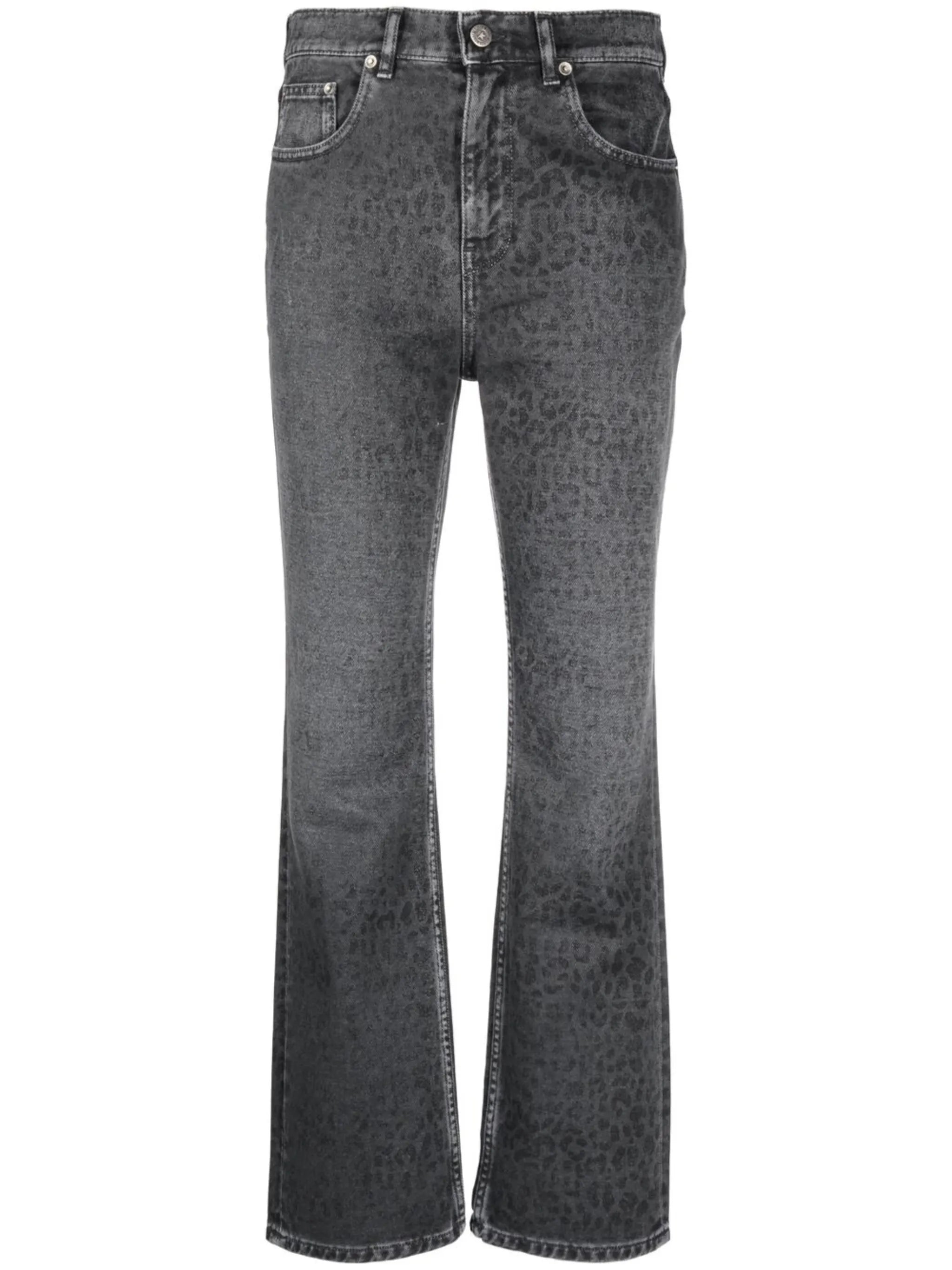 leopard-print cropped jeans