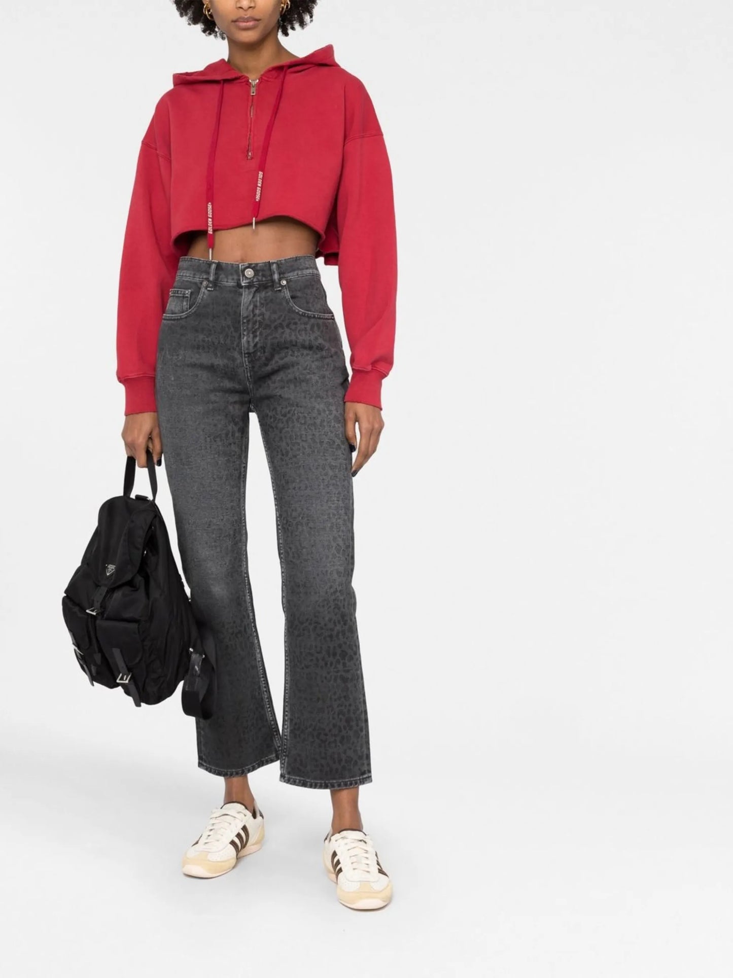 leopard-print cropped jeans