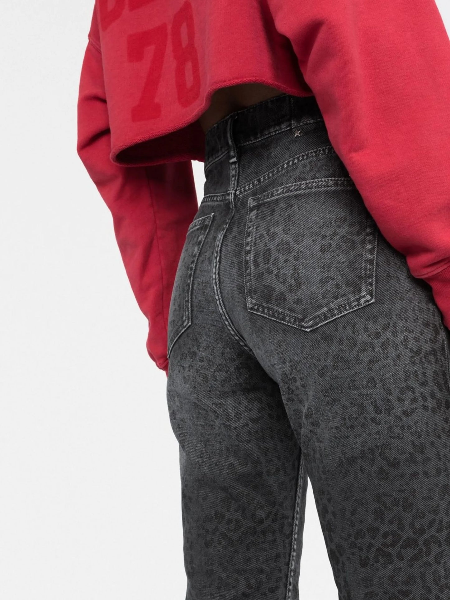leopard-print cropped jeans