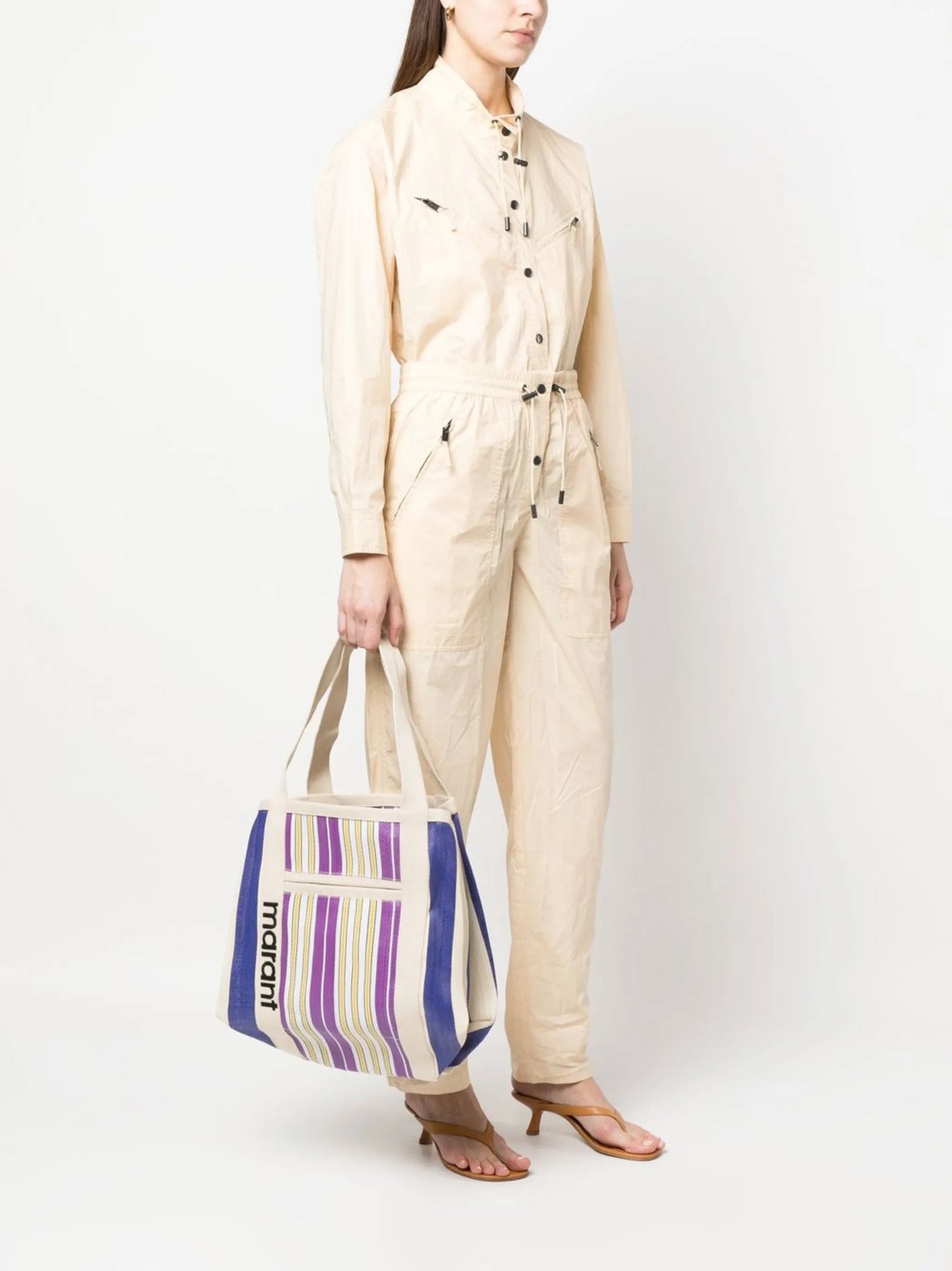 Darwen stripe pattern canvas tote bag