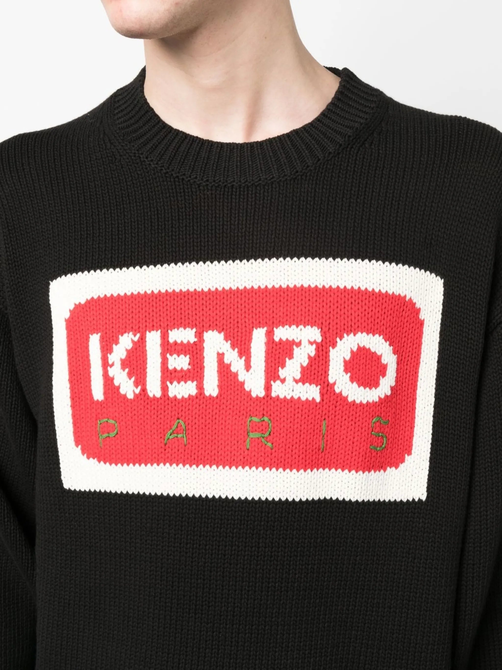 logo intarsia crew neck jumper