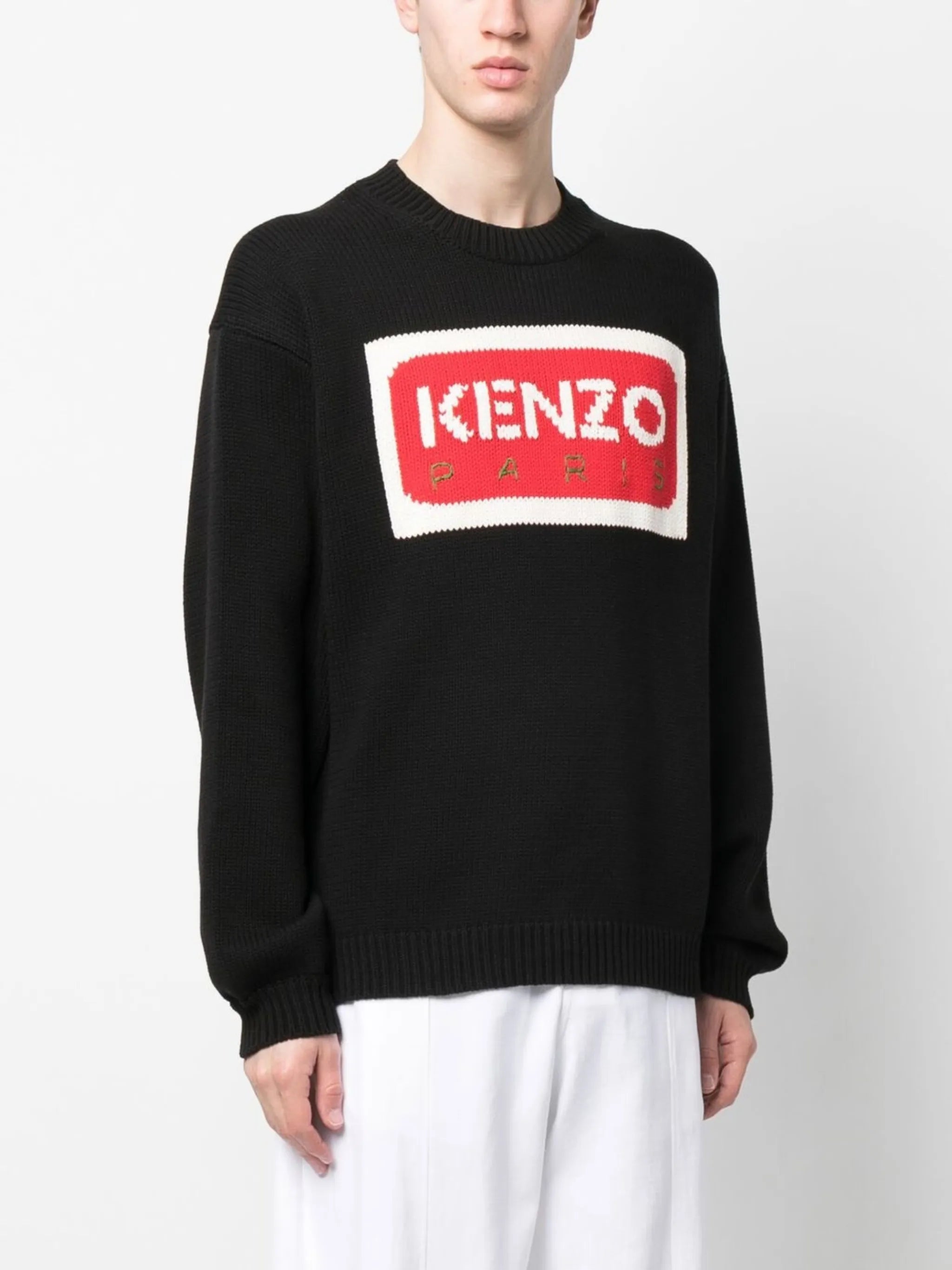 logo intarsia crew neck jumper
