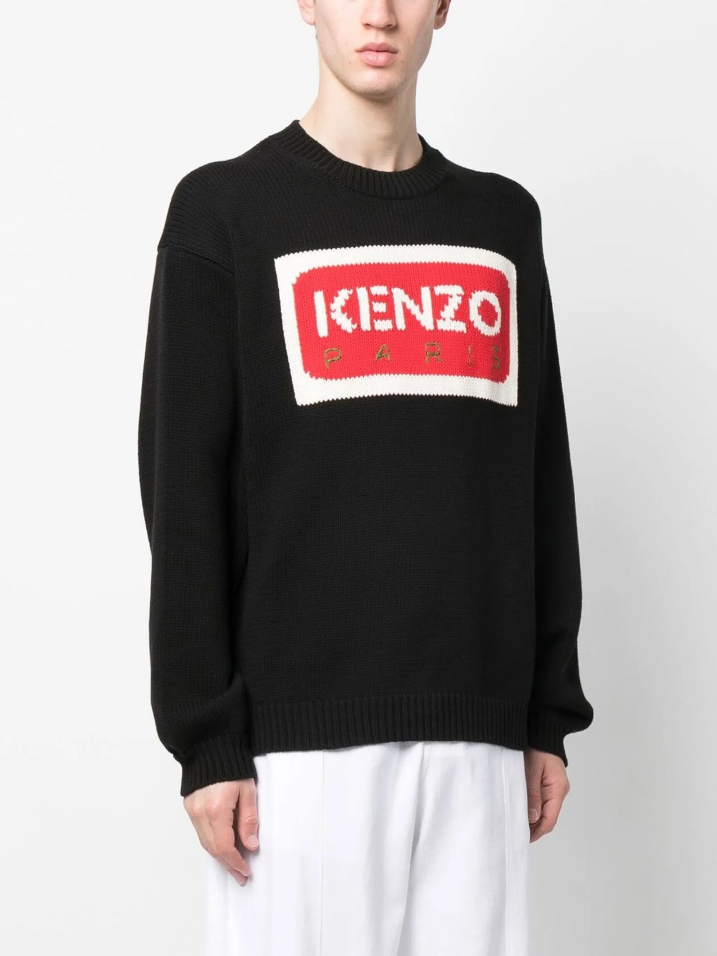 logo intarsia crew neck jumper