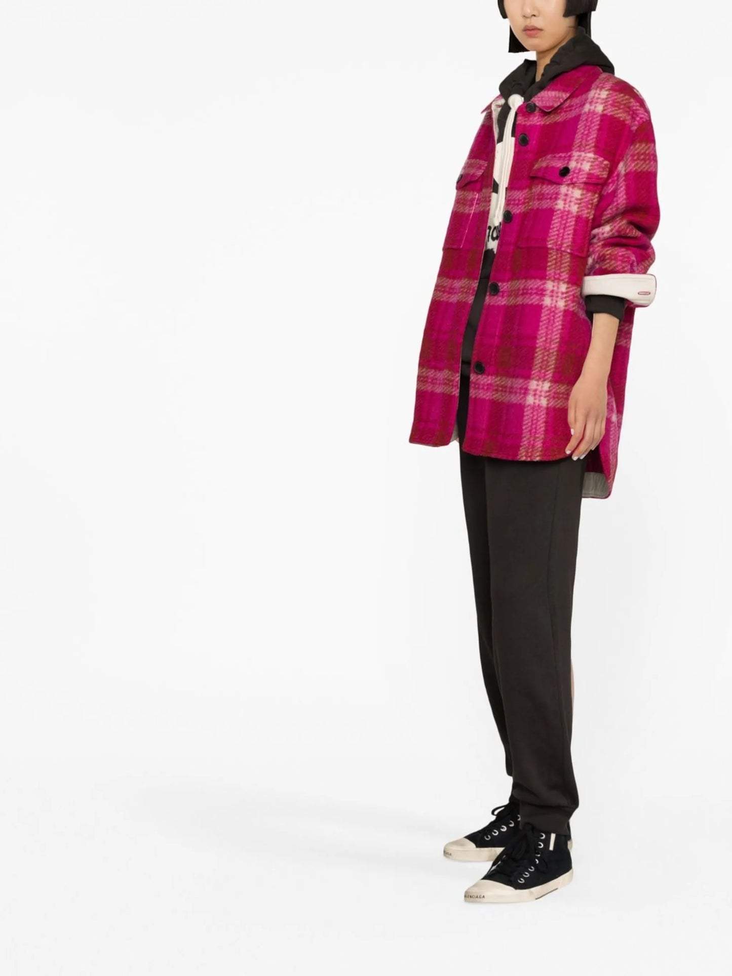 button-up checked jacket