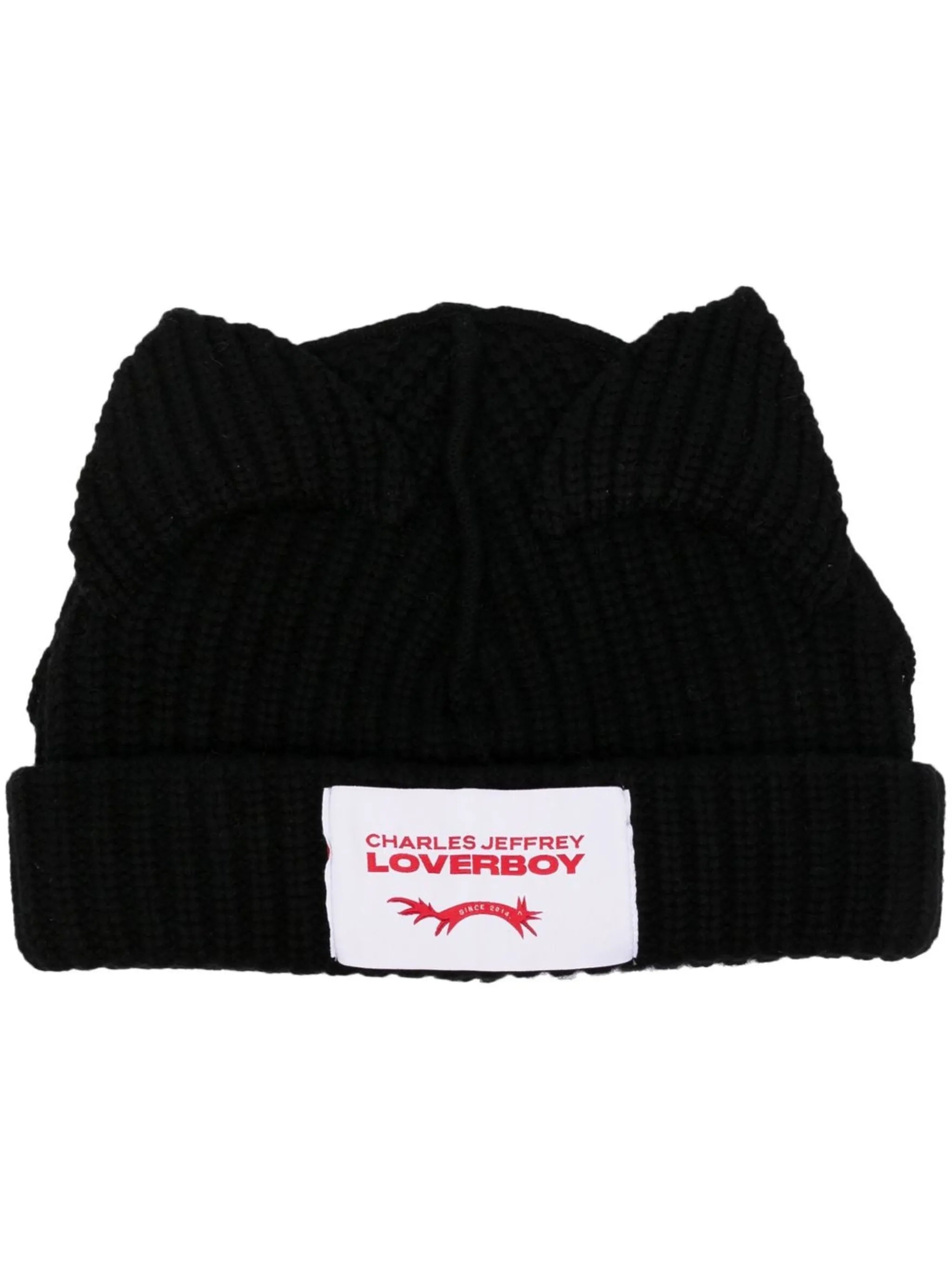 knitted cat-ear detail beanie hat