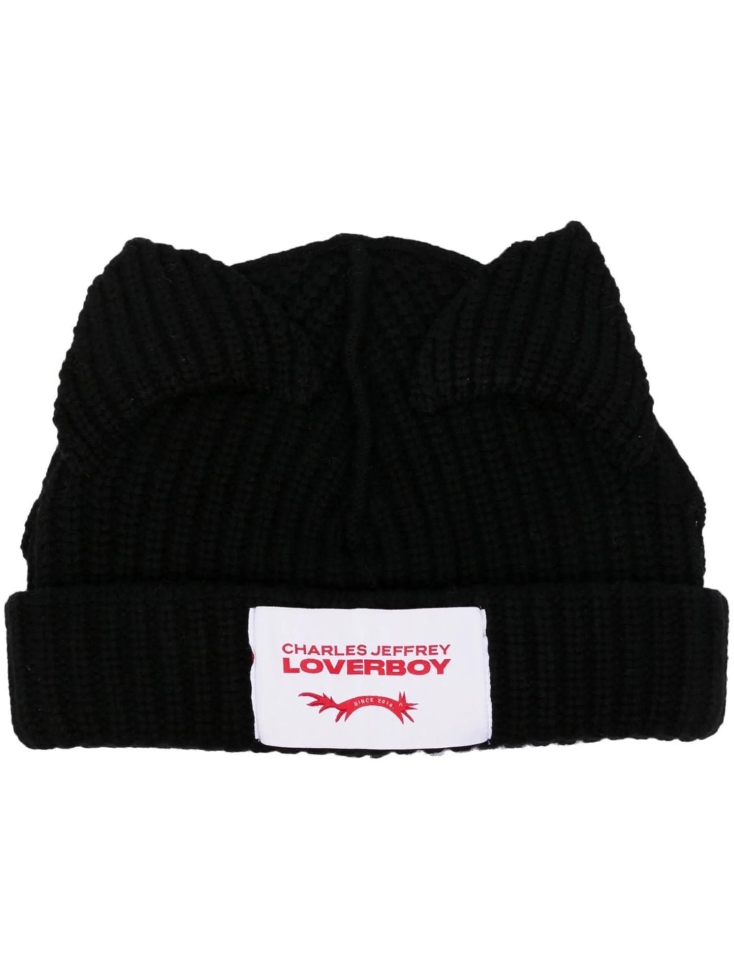 knitted cat-ear detail beanie hat