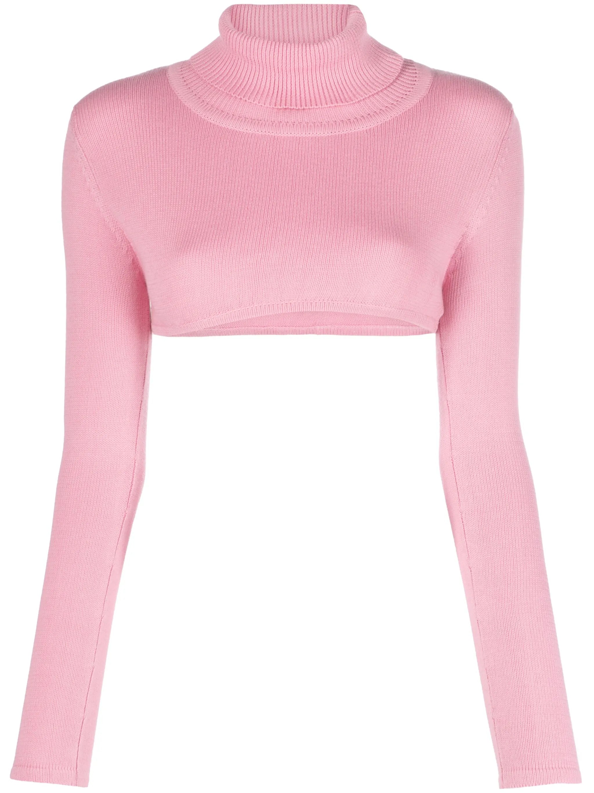 roll-neck cotton crop top