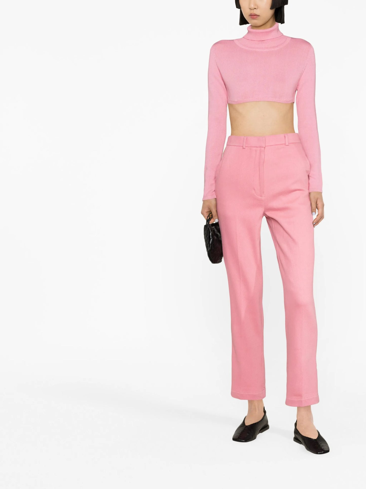 roll-neck cotton crop top