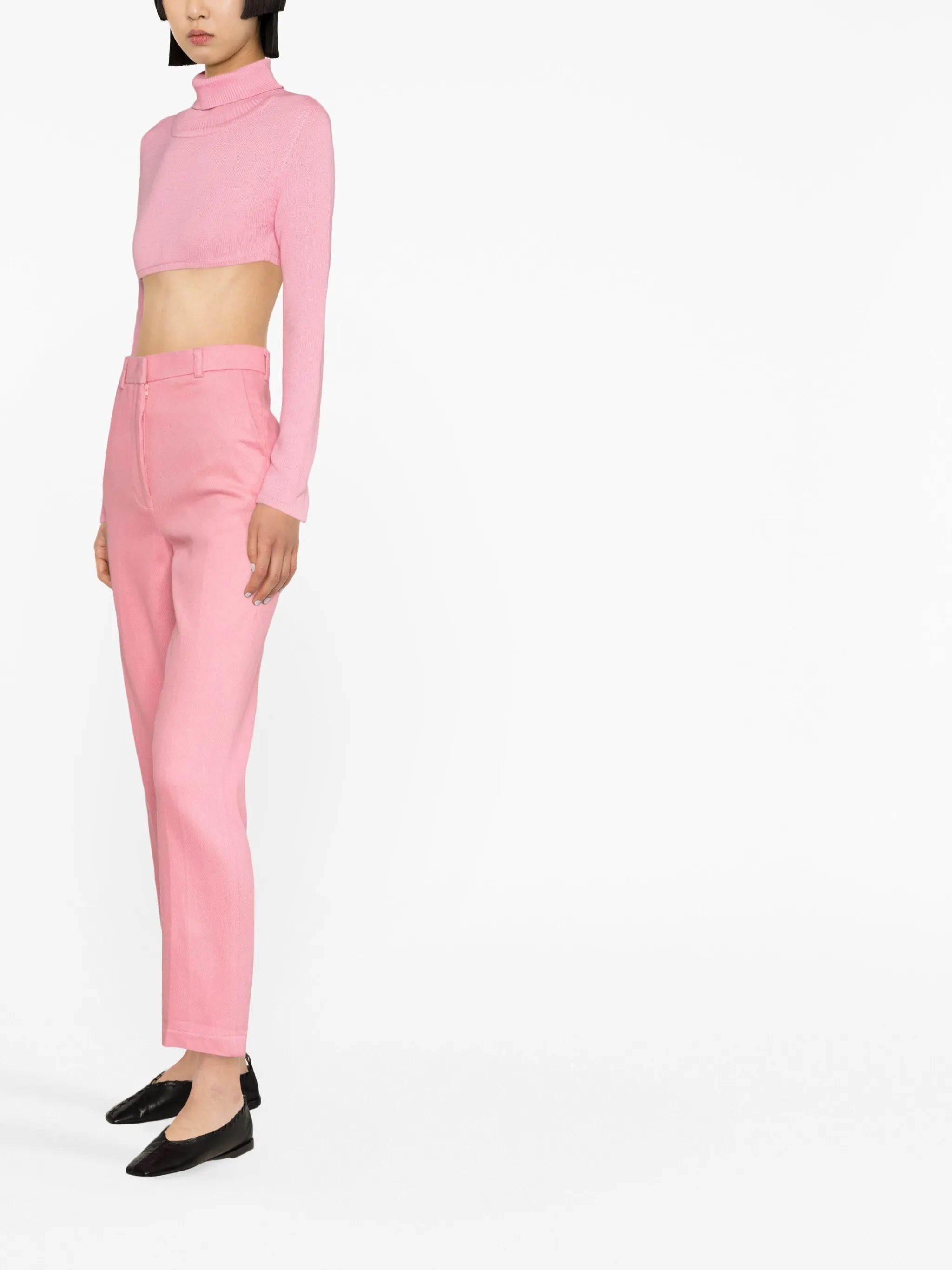 roll-neck cotton crop top