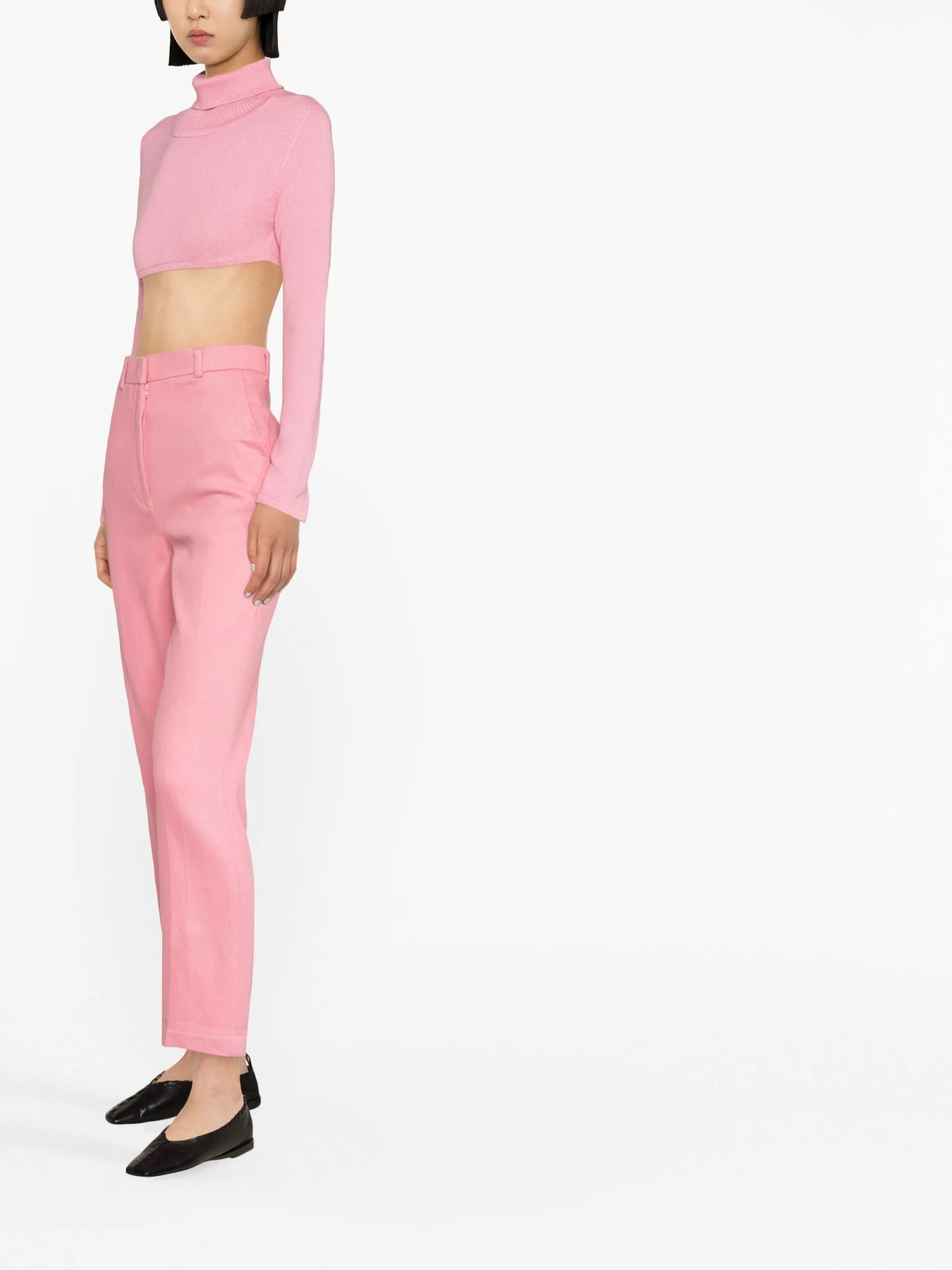 roll-neck cotton crop top