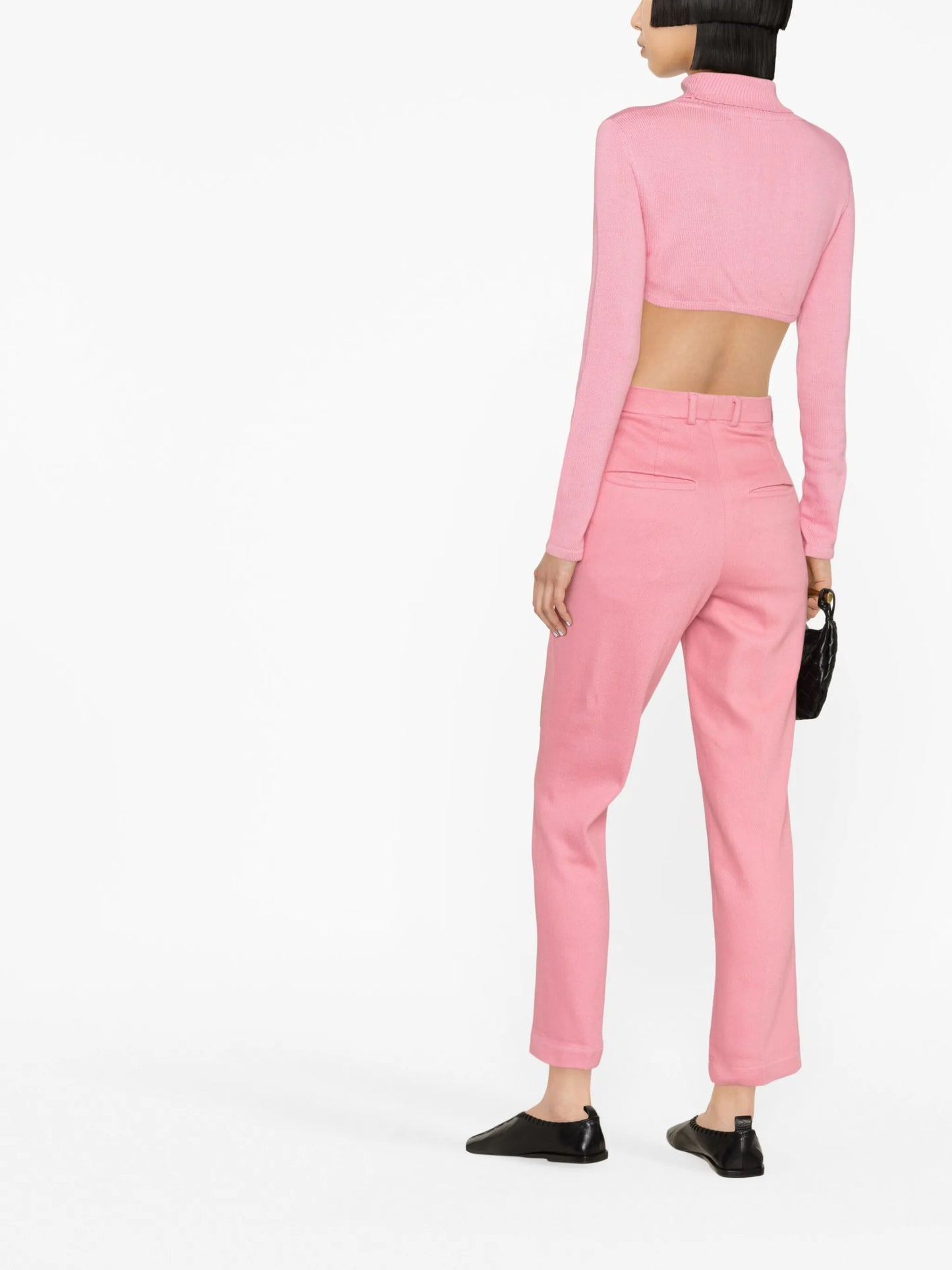 roll-neck cotton crop top