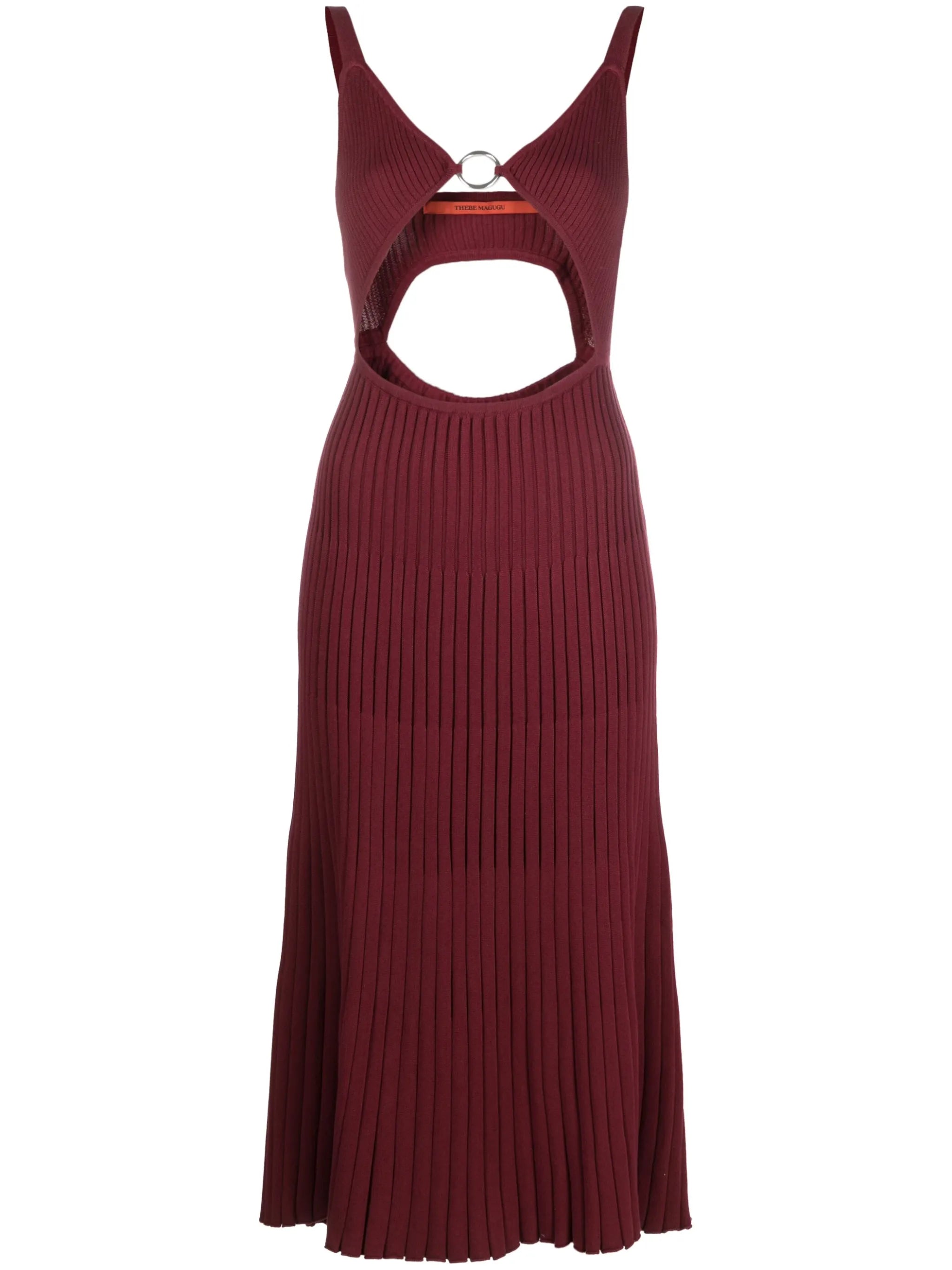 ribbed cut-out midi dress
