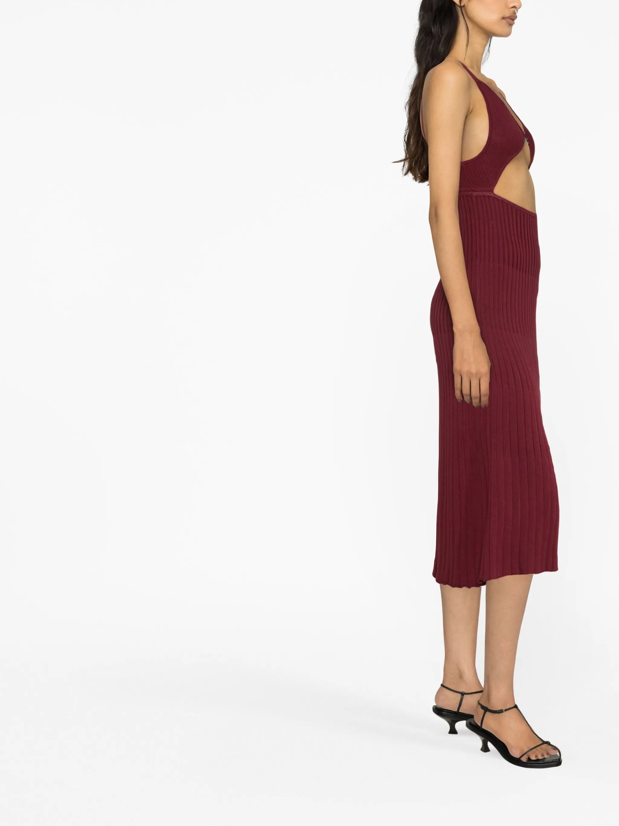 ribbed cut-out midi dress