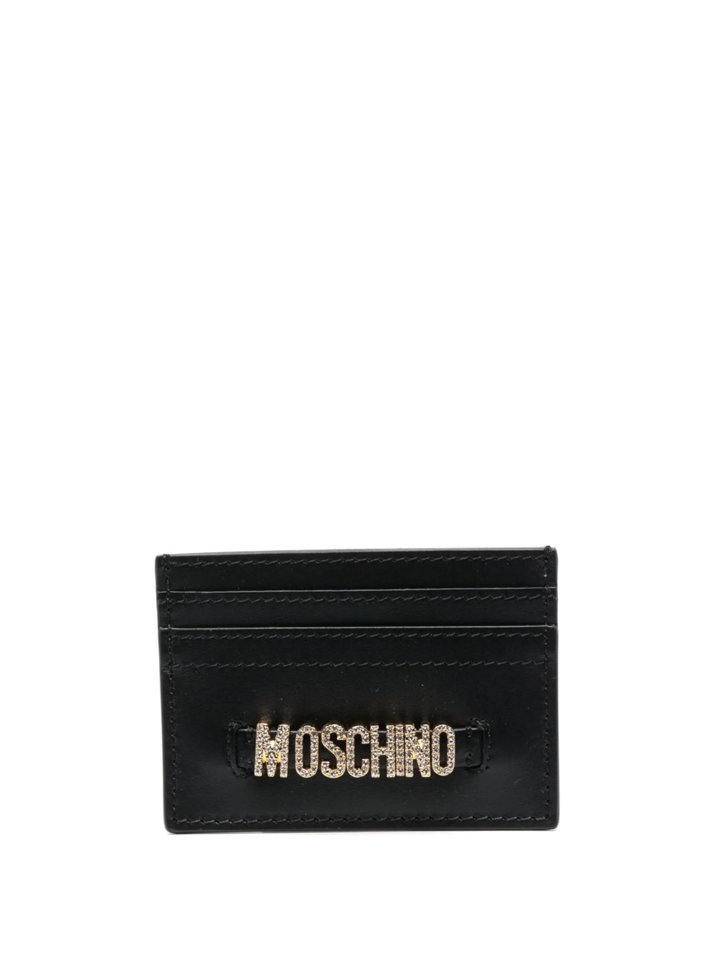 leather logo-lettering cardholder