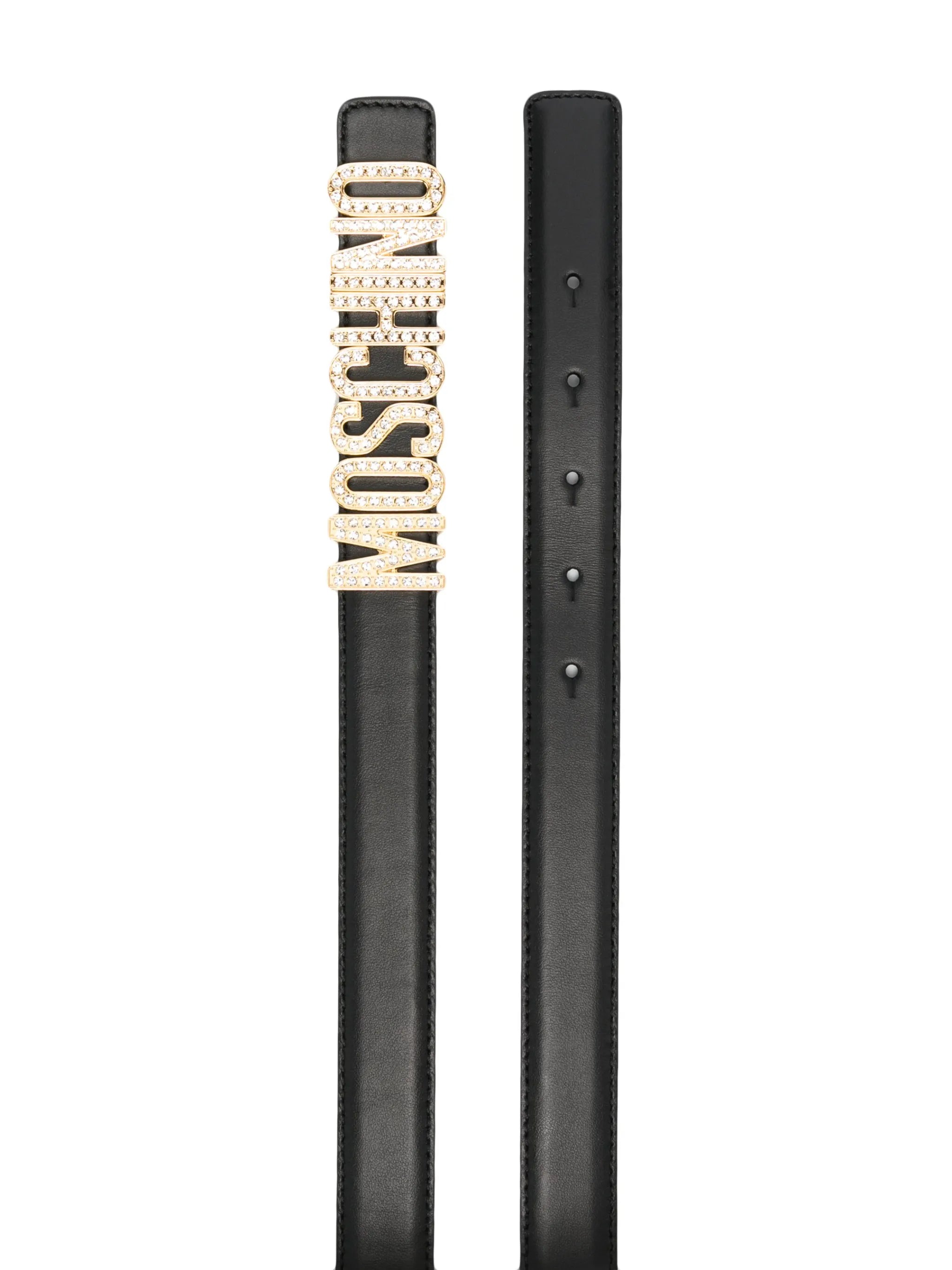Crystal-embellished leather belt