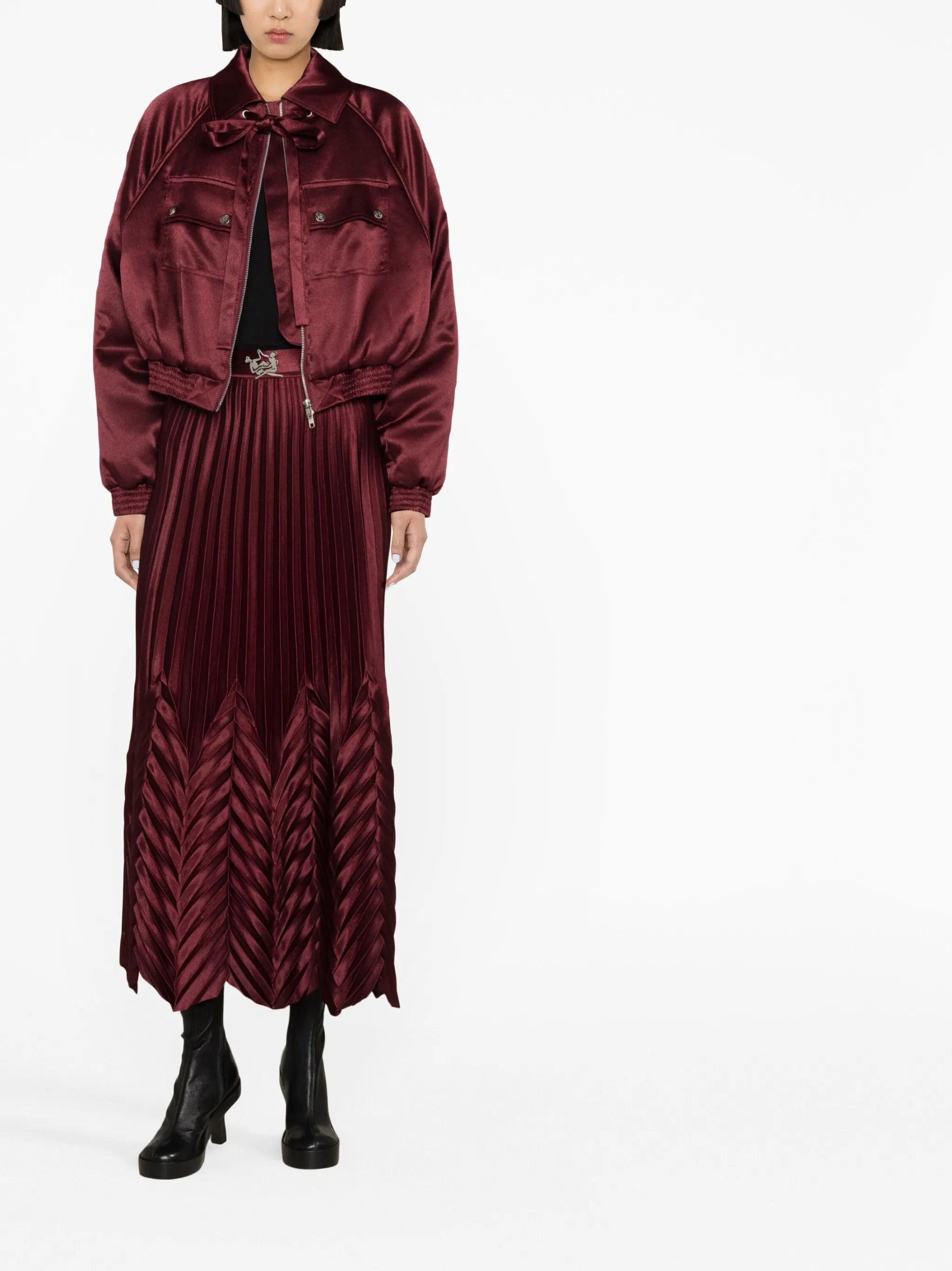 pleated midi skirt