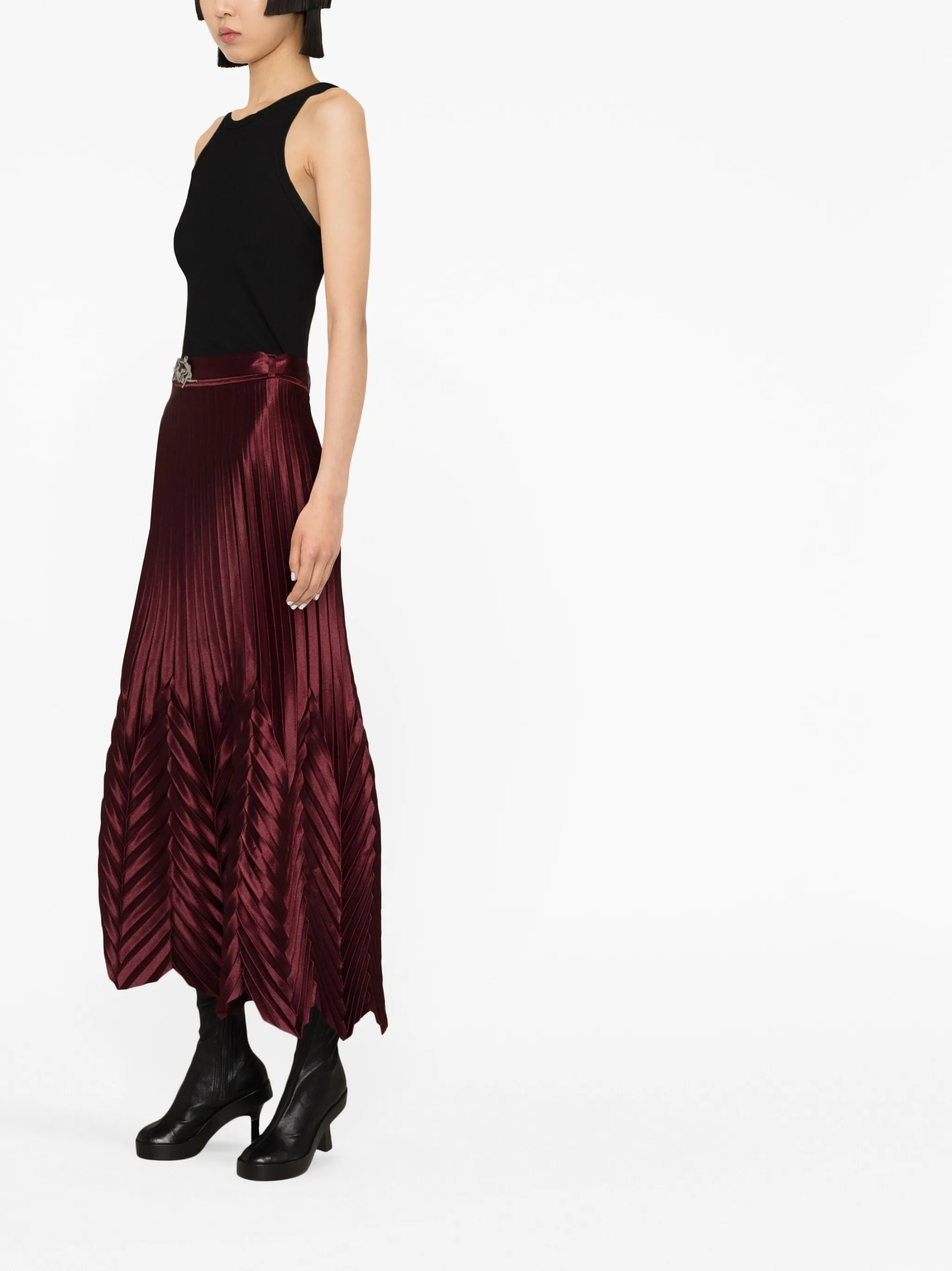 pleated midi skirt