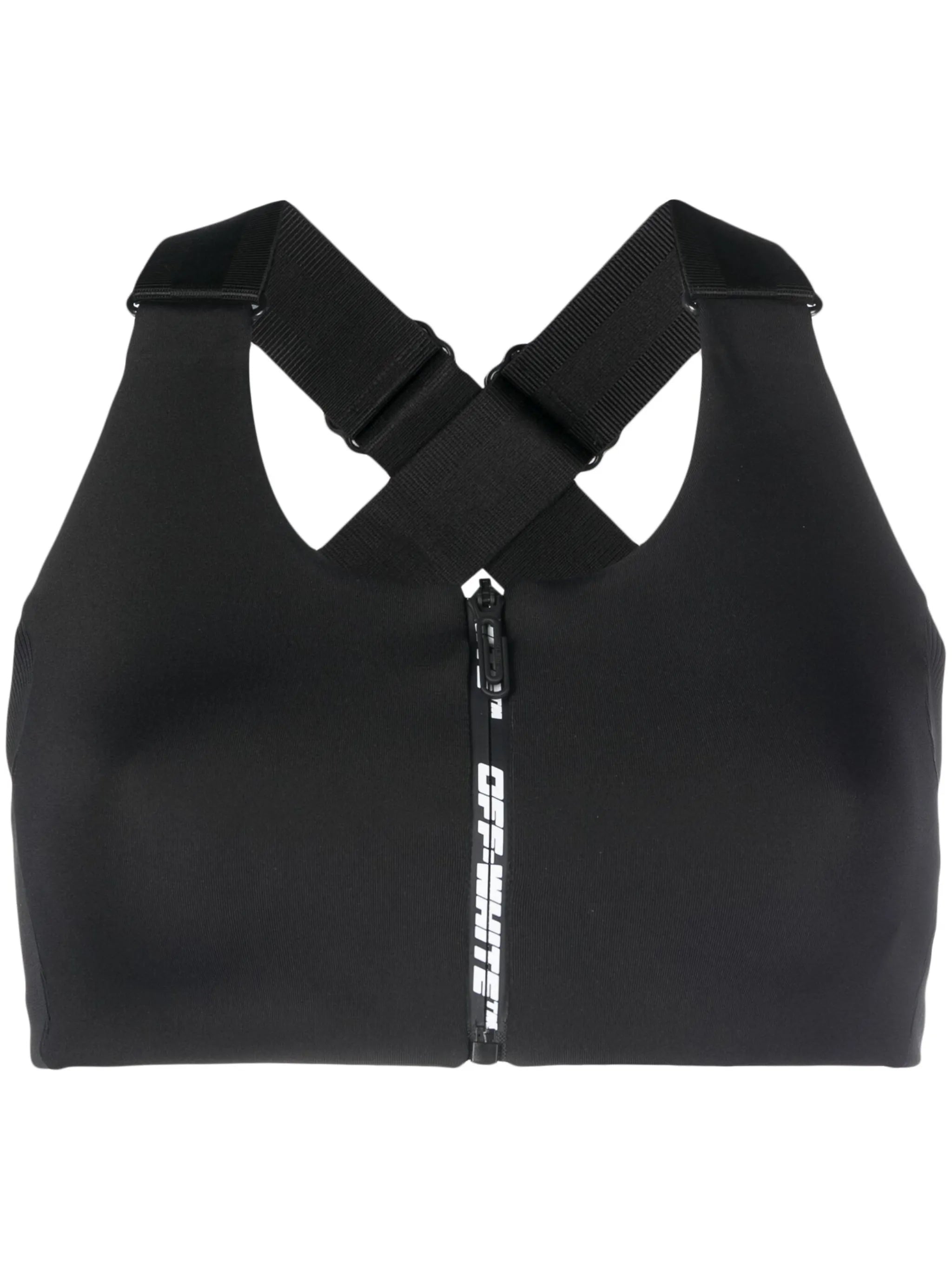 zip-up logo sports bra