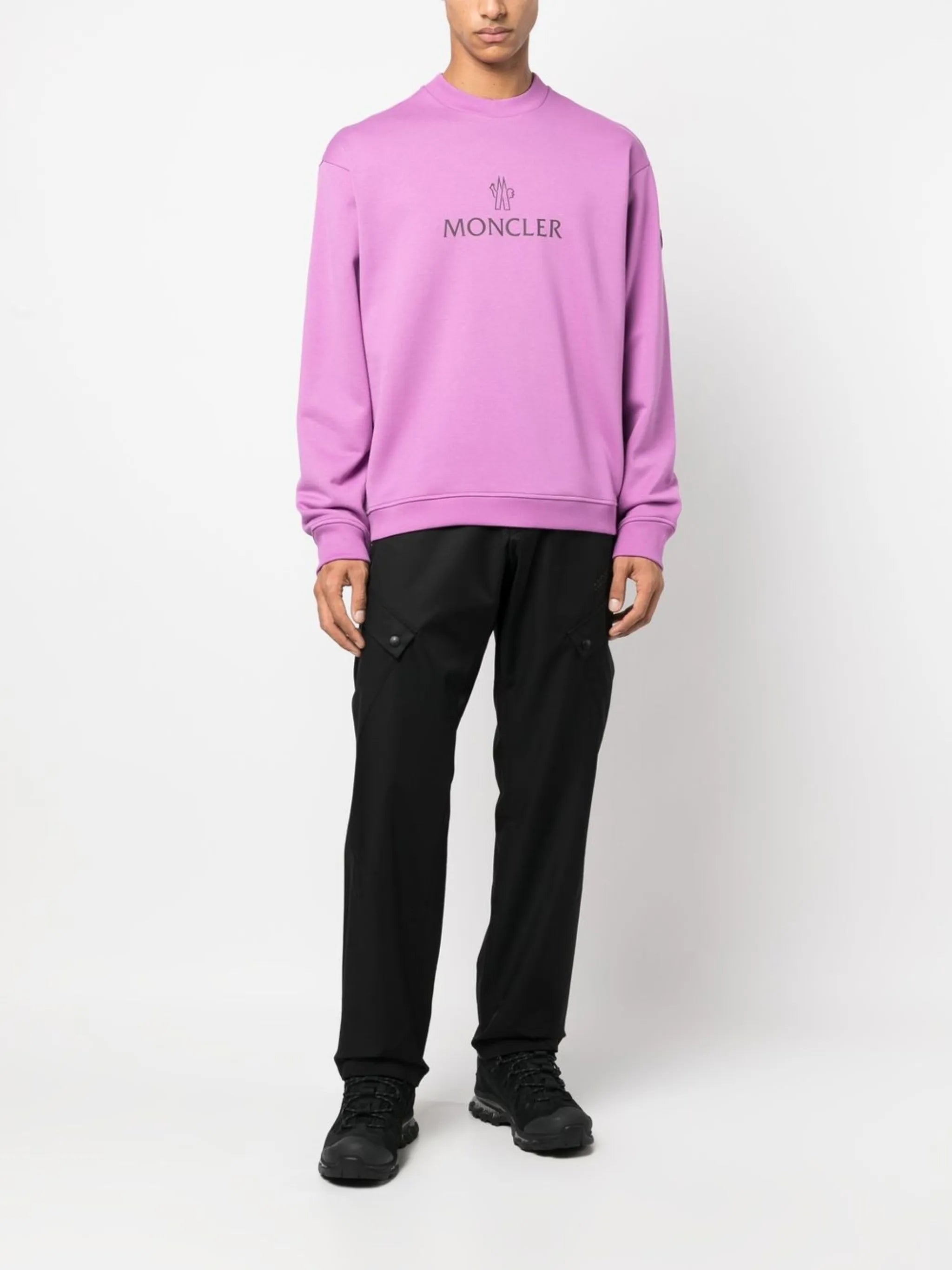 logo-patch straight-leg trousers