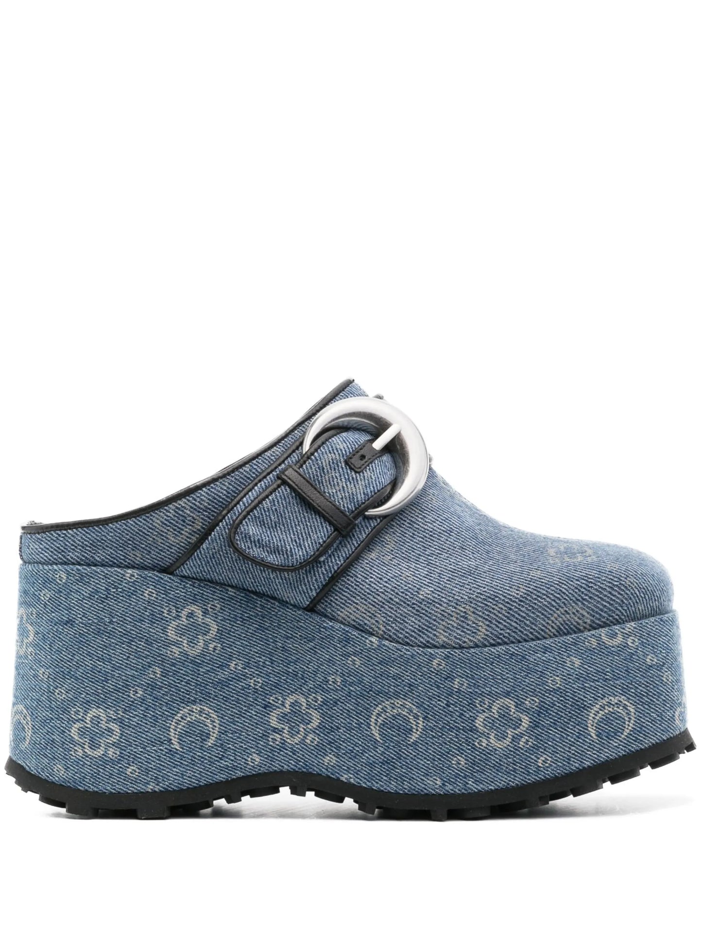 Regenerated denim monogram clogs