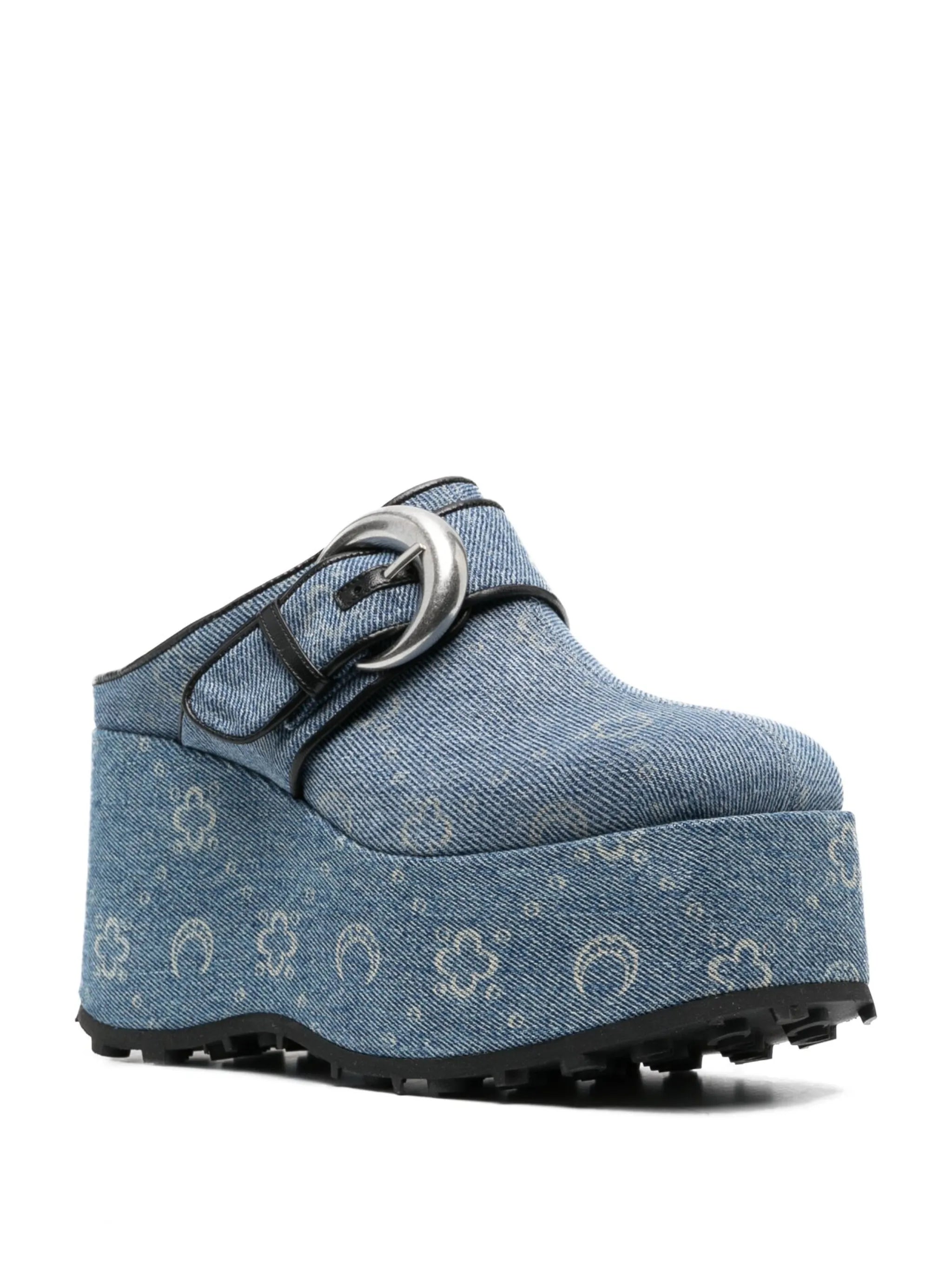 Regenerated denim monogram clogs