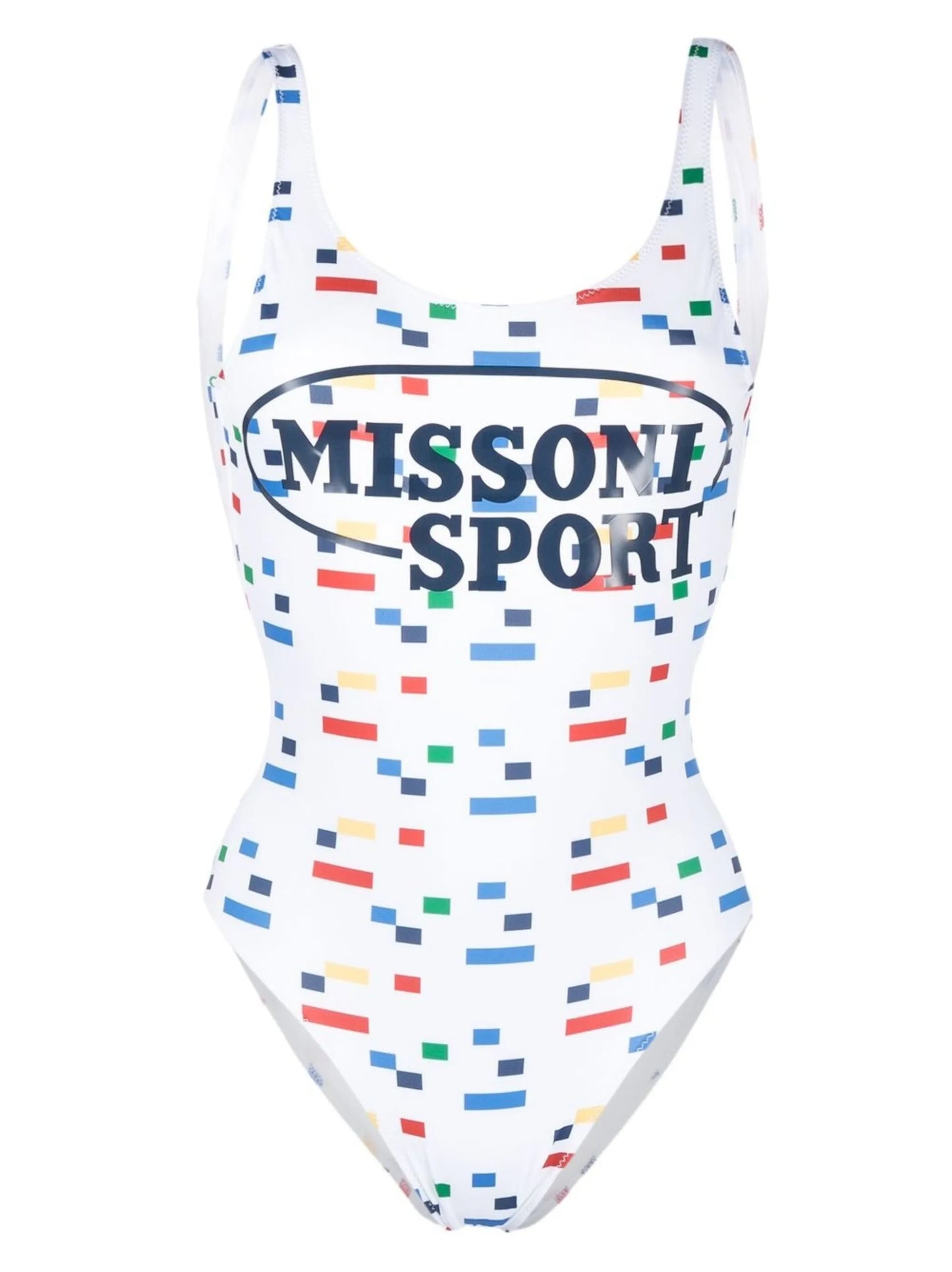 White Logo Print One Piece Swimsuit
