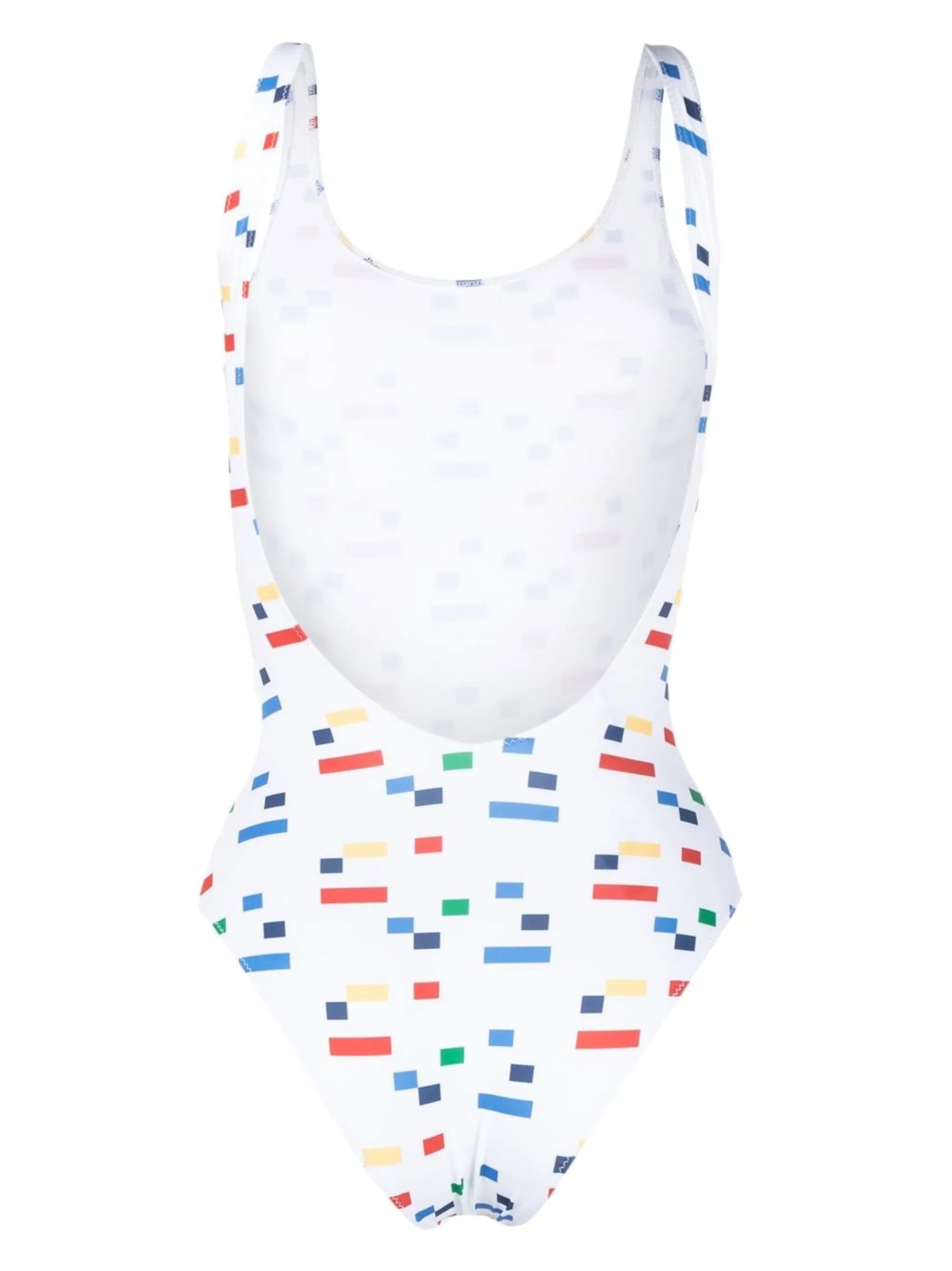 White Logo Print One Piece Swimsuit
