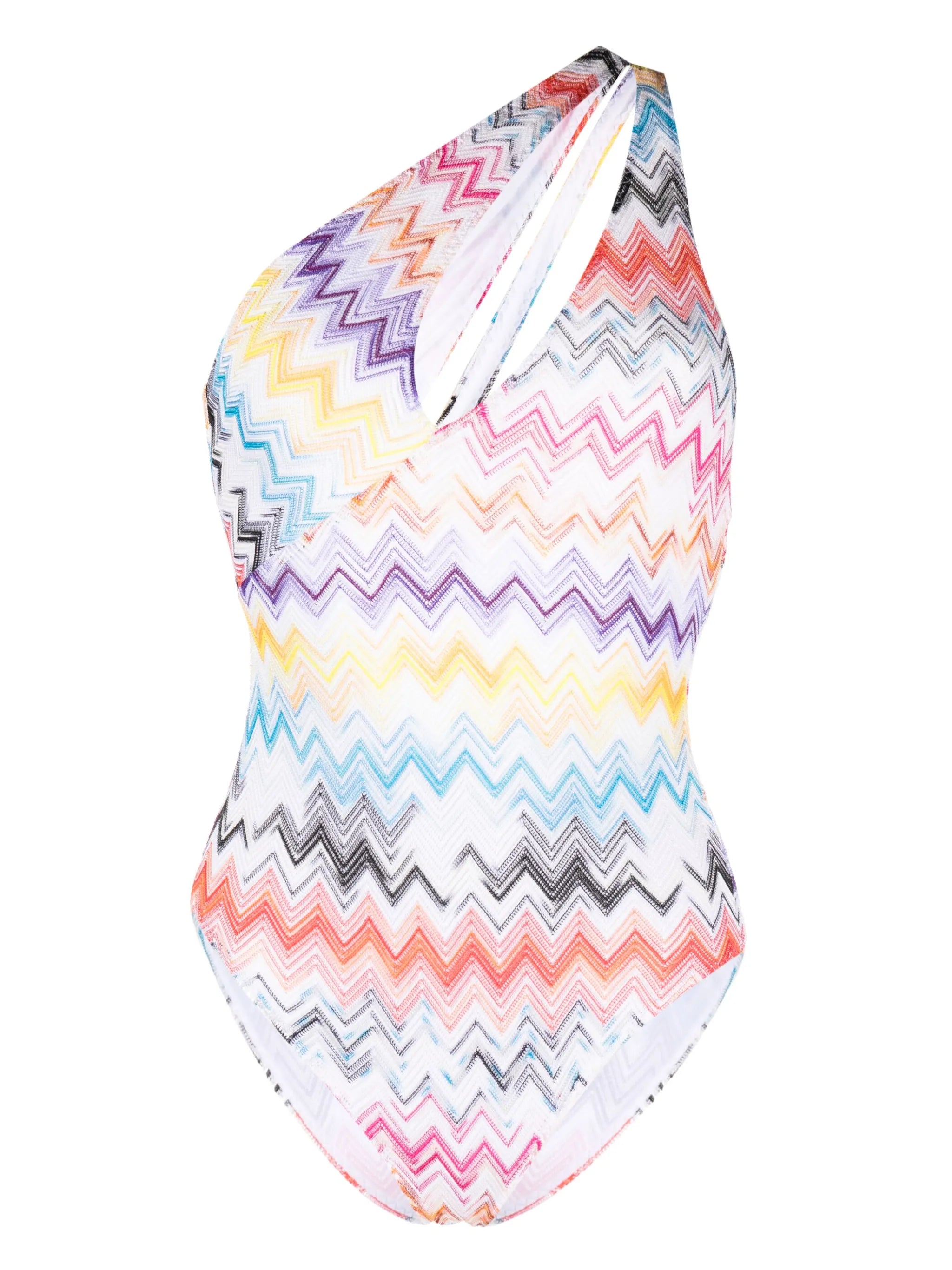 zigzag one-shoulder swimsuit