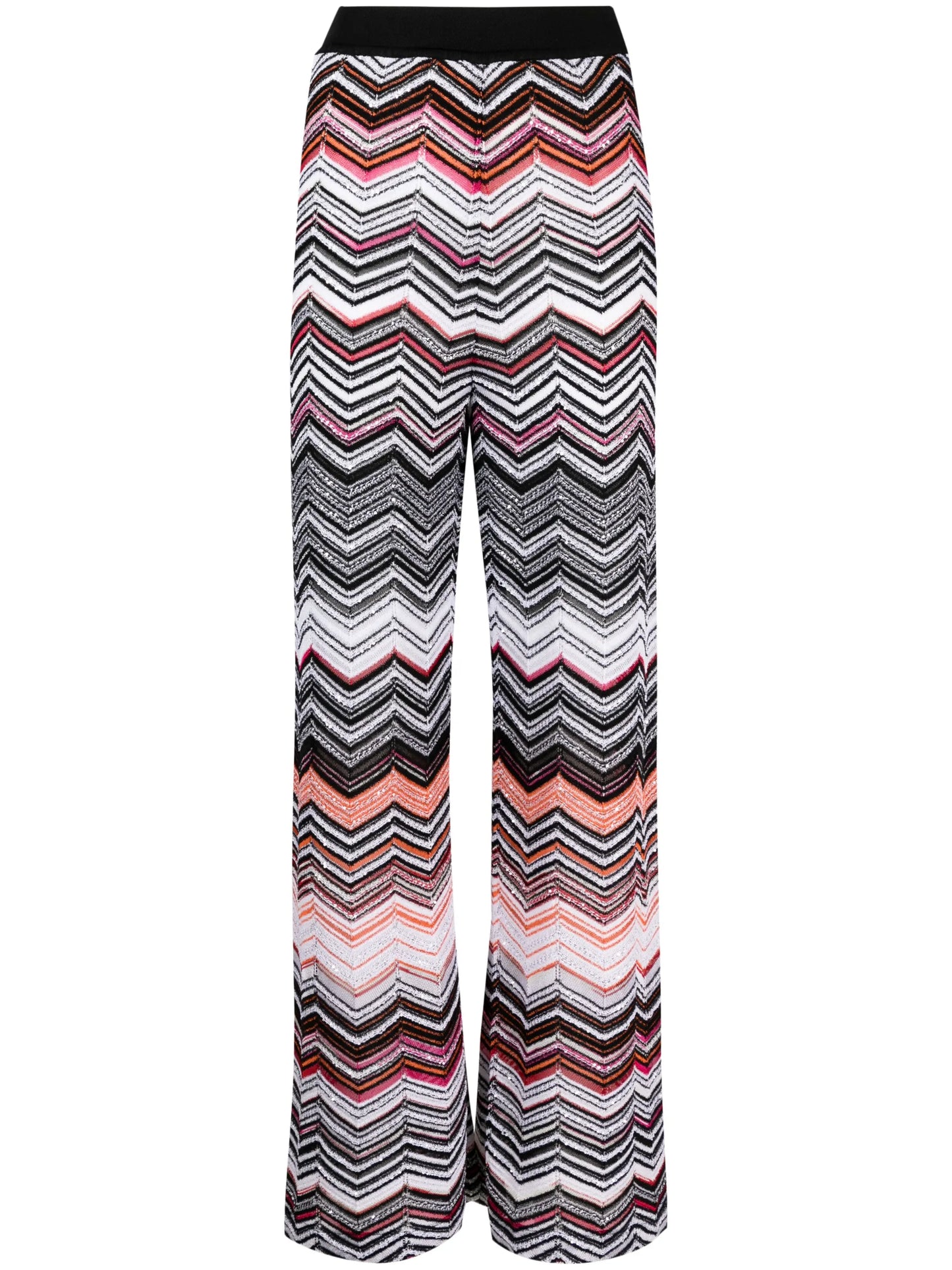 zigzag-embroidered wide-leg trousers