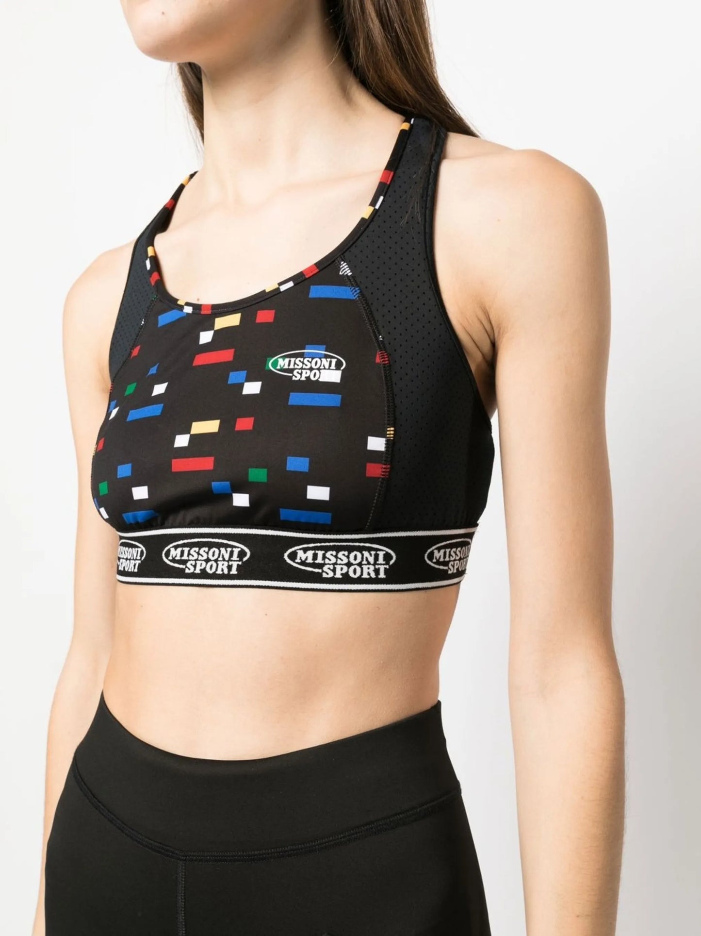graphic-print sports bra