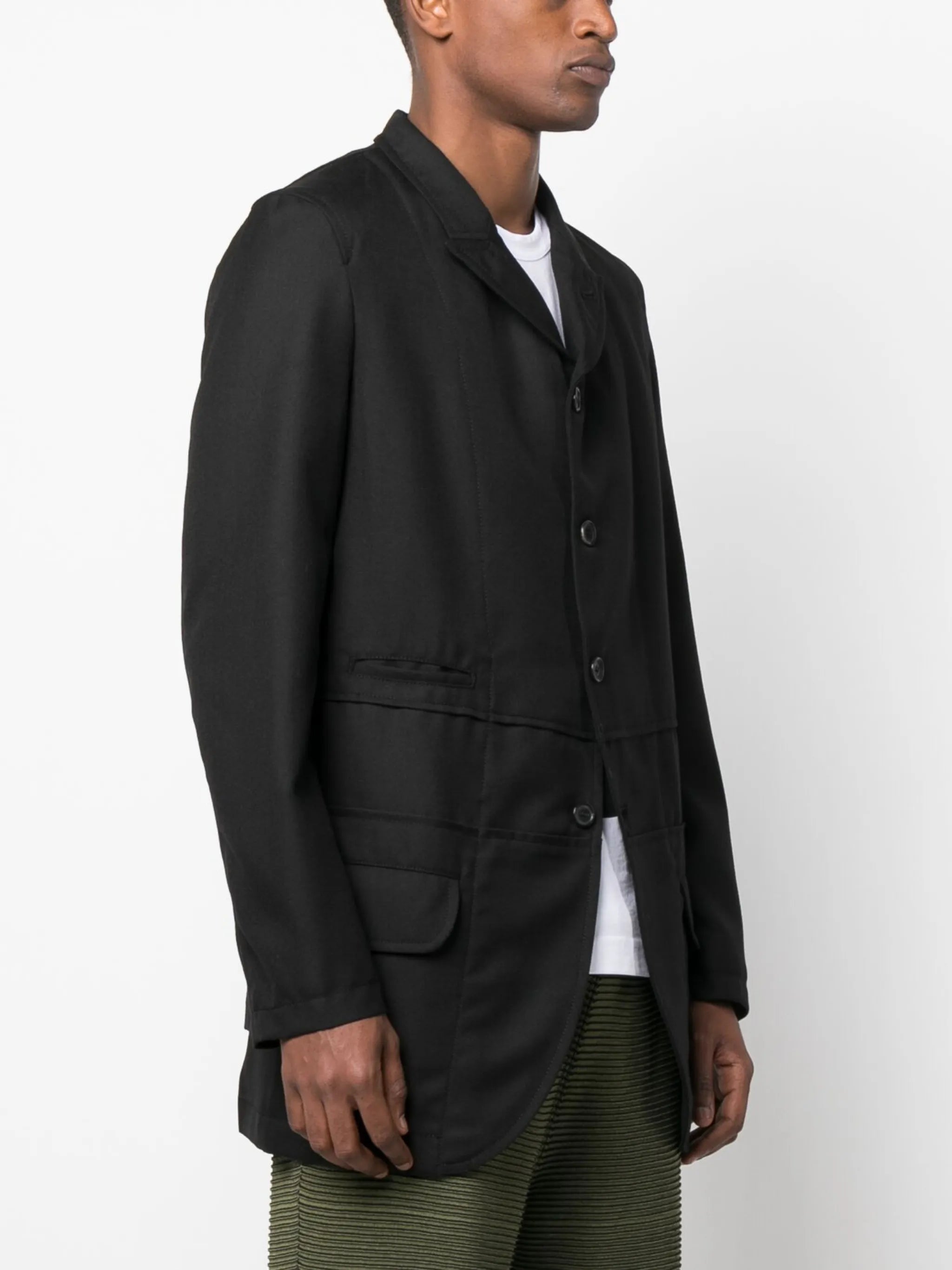 button-fastening wool shirt jacket